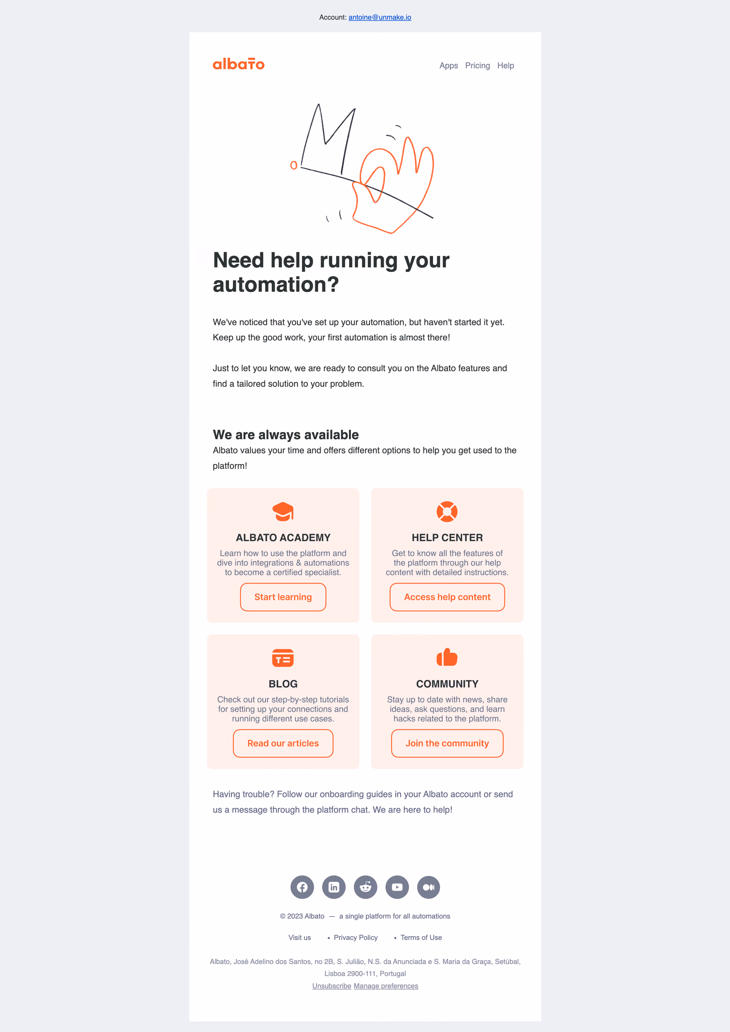 Albato Onboarding Email