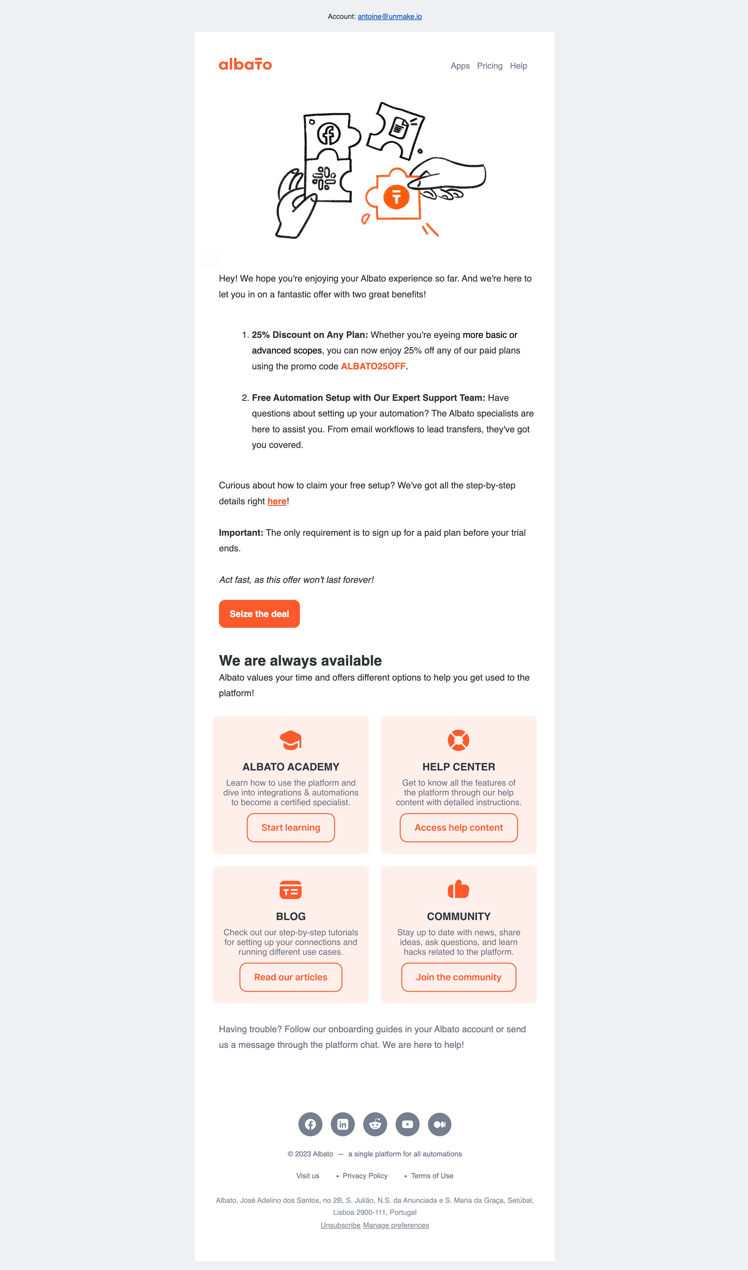 Albato Onboarding Email
