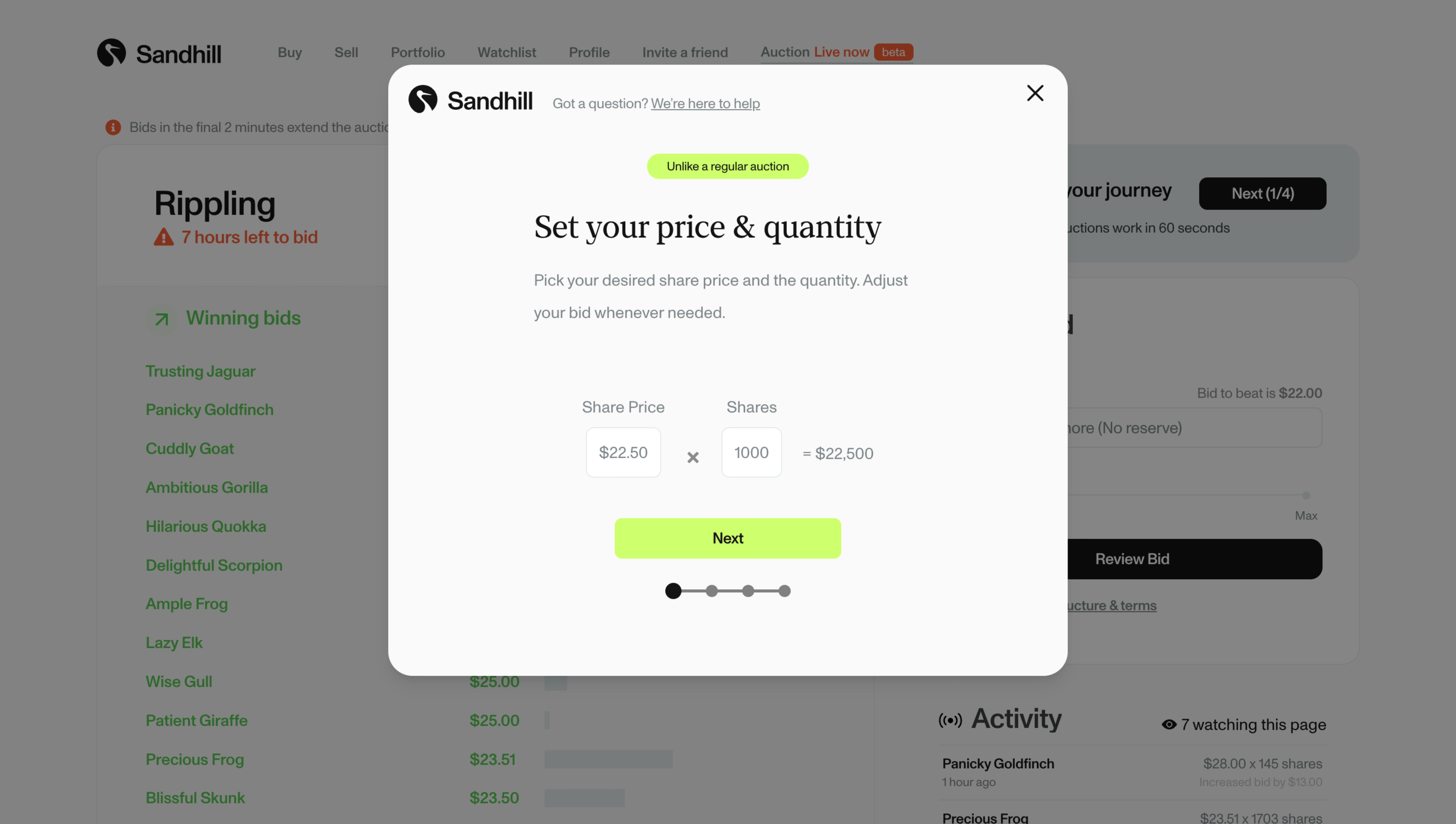 Sandhill Markets Auctions Onboarding