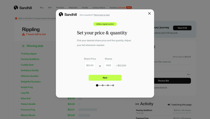 Sandhill Markets Auctions Onboarding