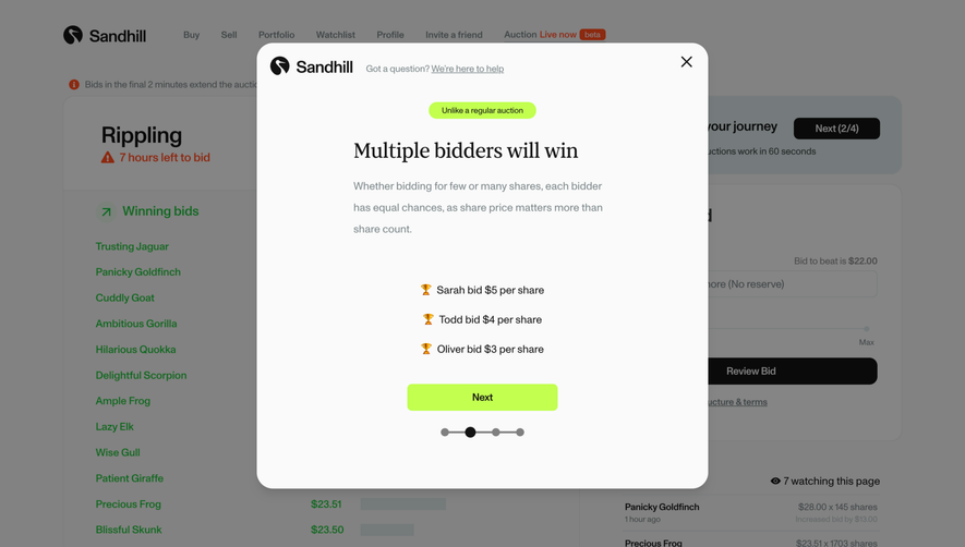 Sandhill Markets Auctions Onboarding