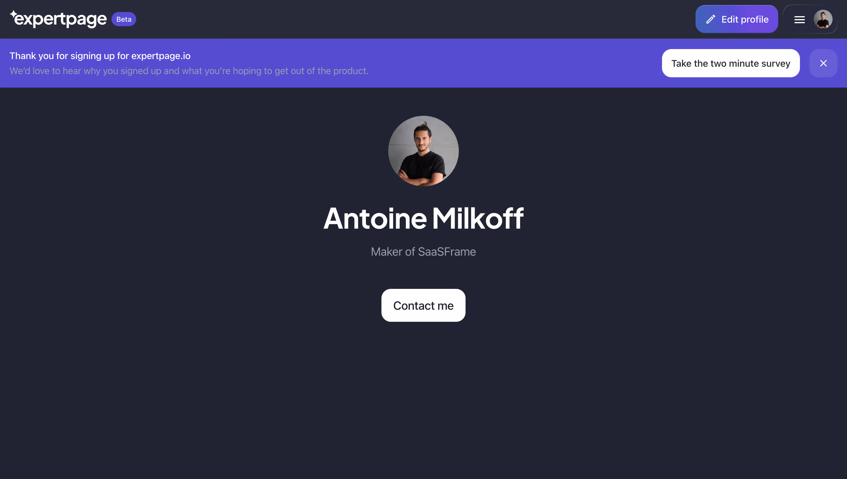 Expertpage Welcome Screen