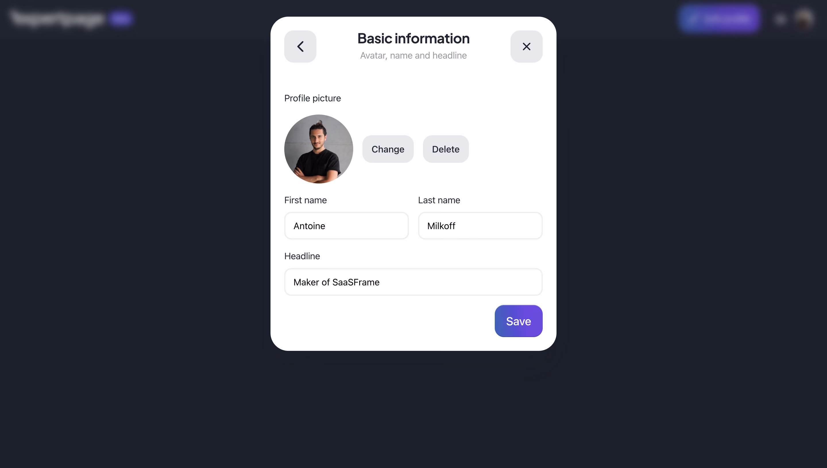 Expertpage Edit Basic Information