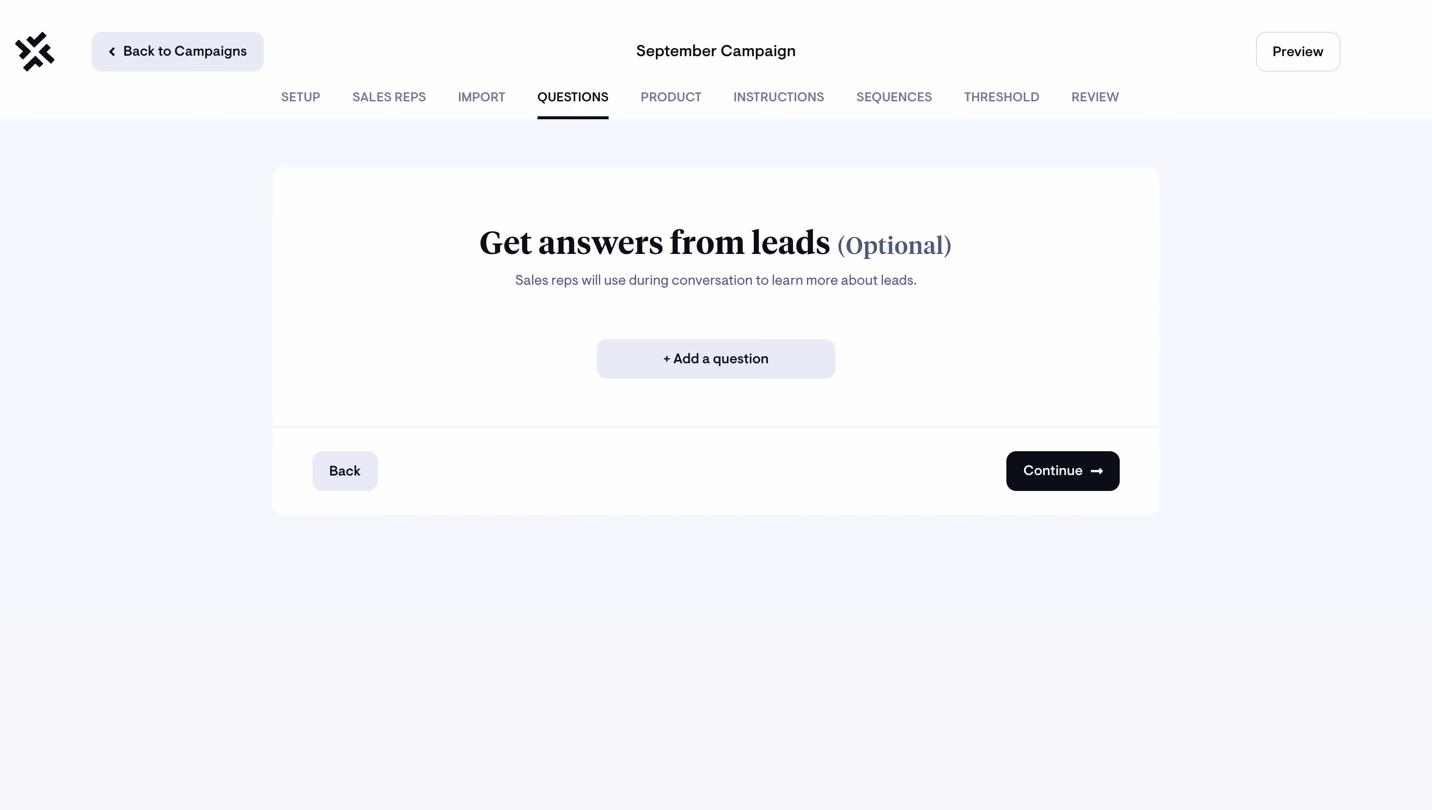 Sellx Campaign Setup