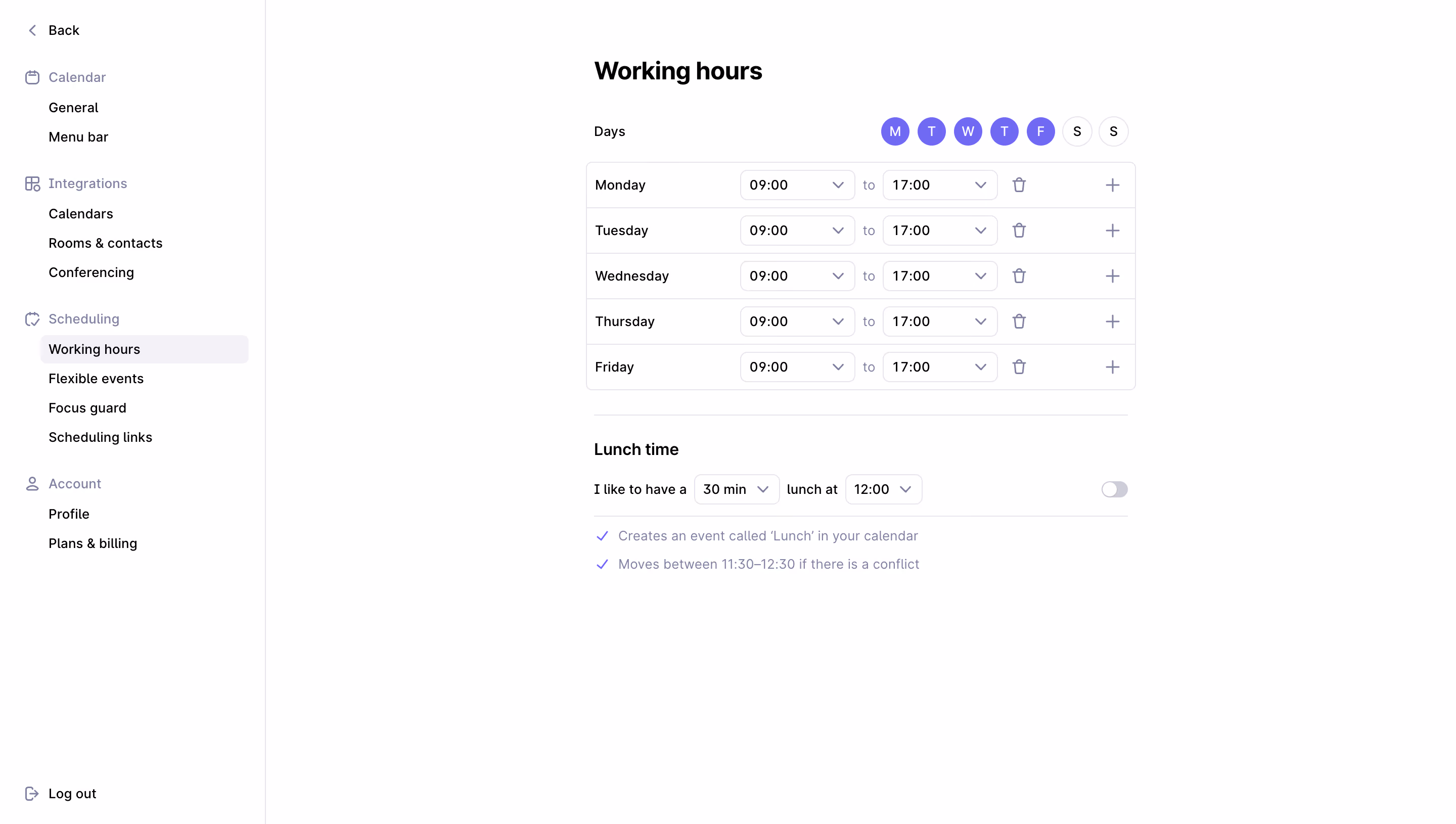 Rise Working Hours Settings