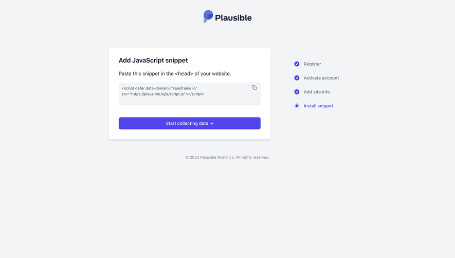 Plausible Analytics Account Setup