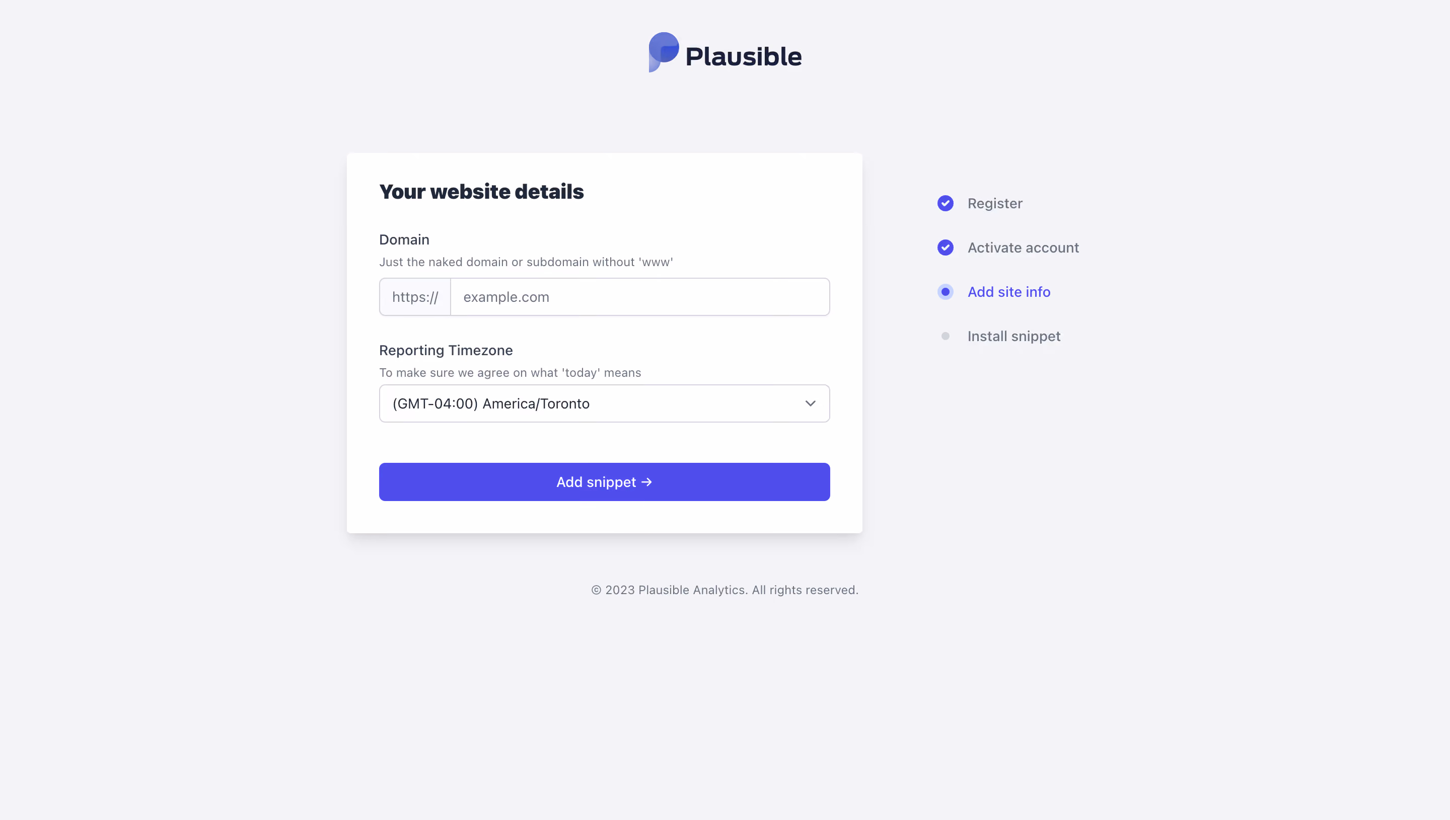 Plausible Analytics Account Setup