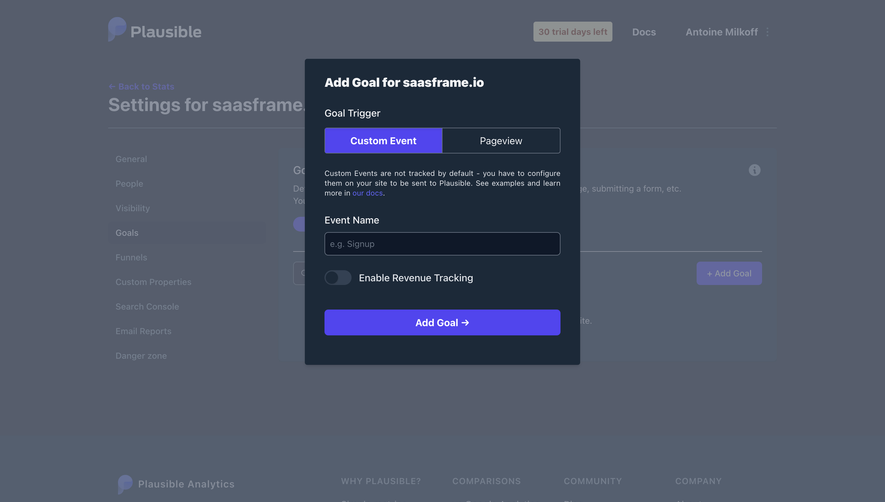 Plausible Analytics Add A Goal