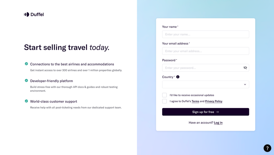 Duffel Signup