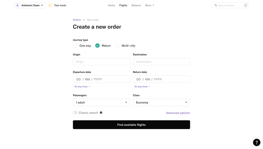 Duffel Create An Order