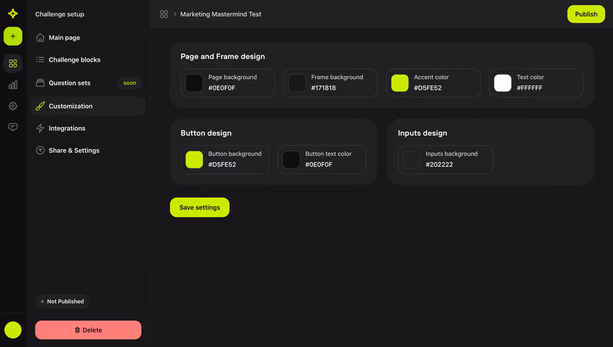 Meiro Challenge Customization Setup
