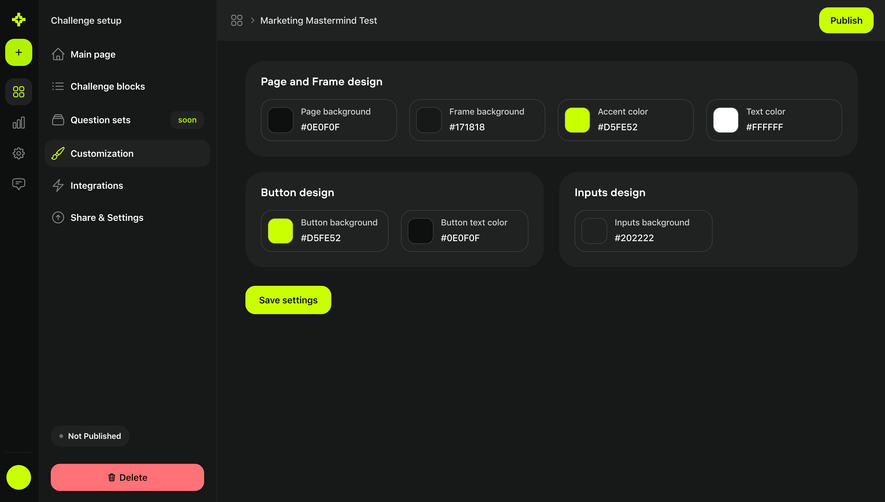 Meiro Challenge Customization Setup