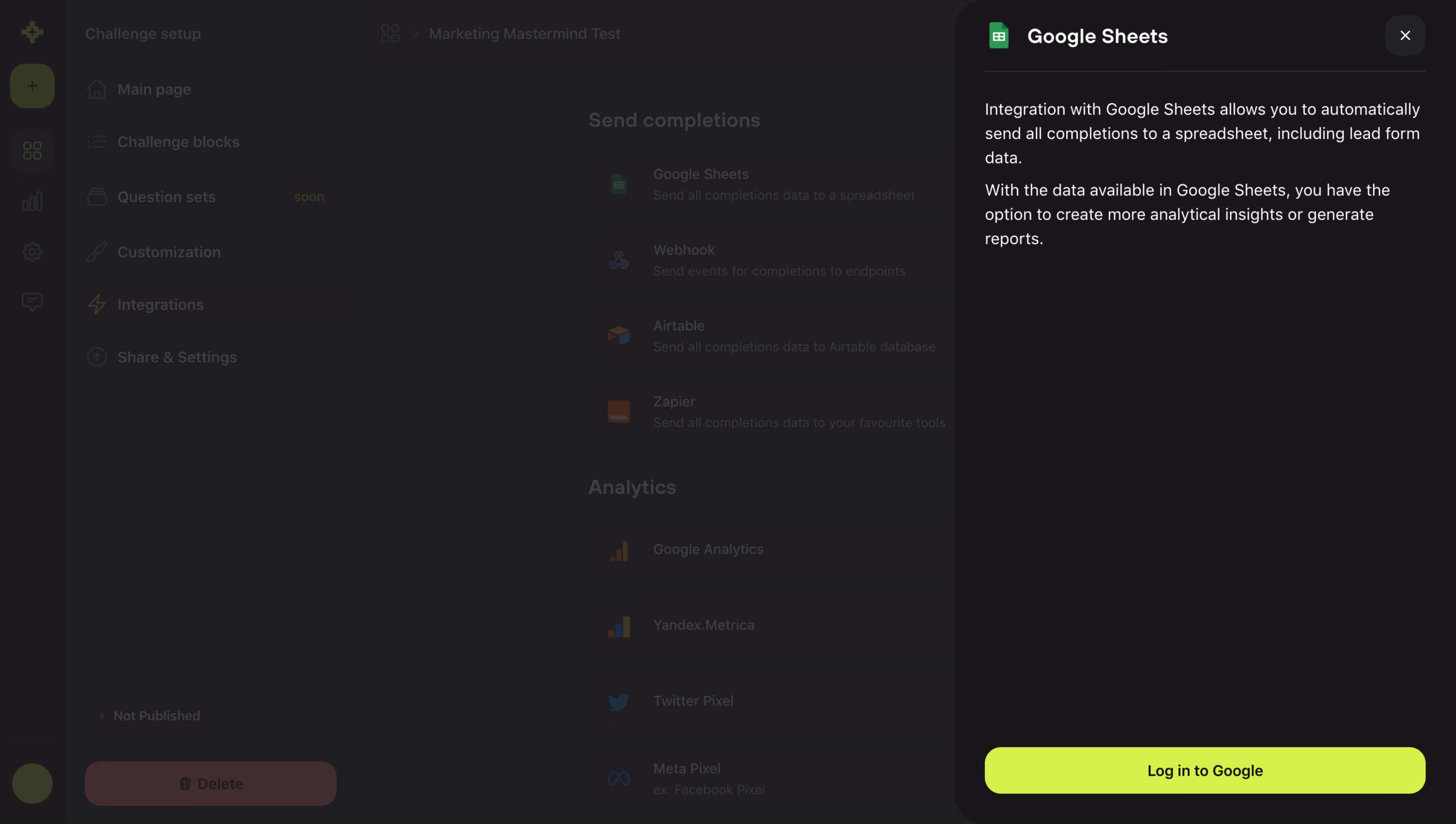 Meiro Connect Google Sheet