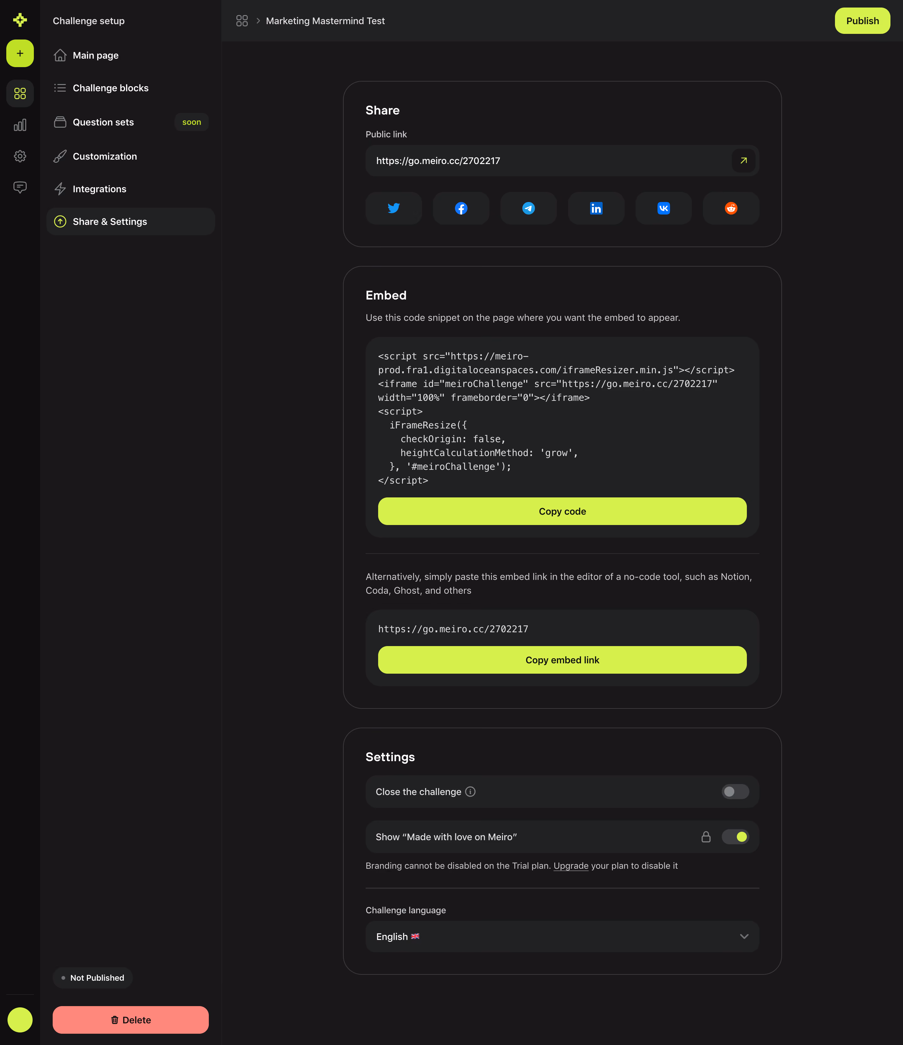 Meiro Sharing Setup