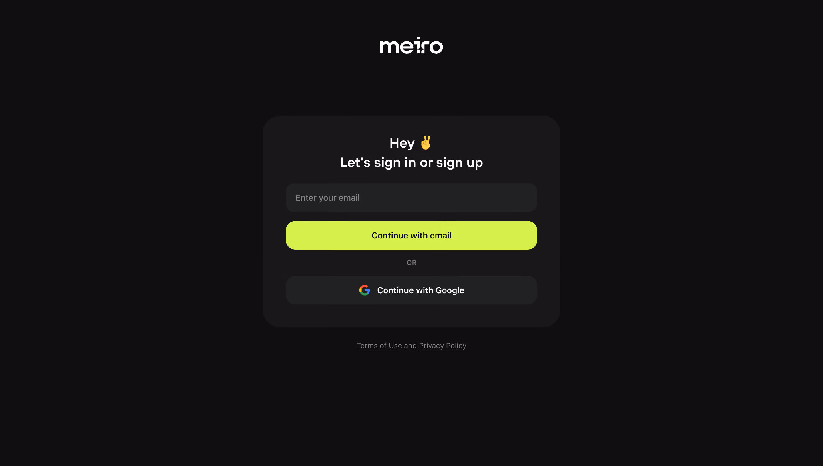 Meiro Signup