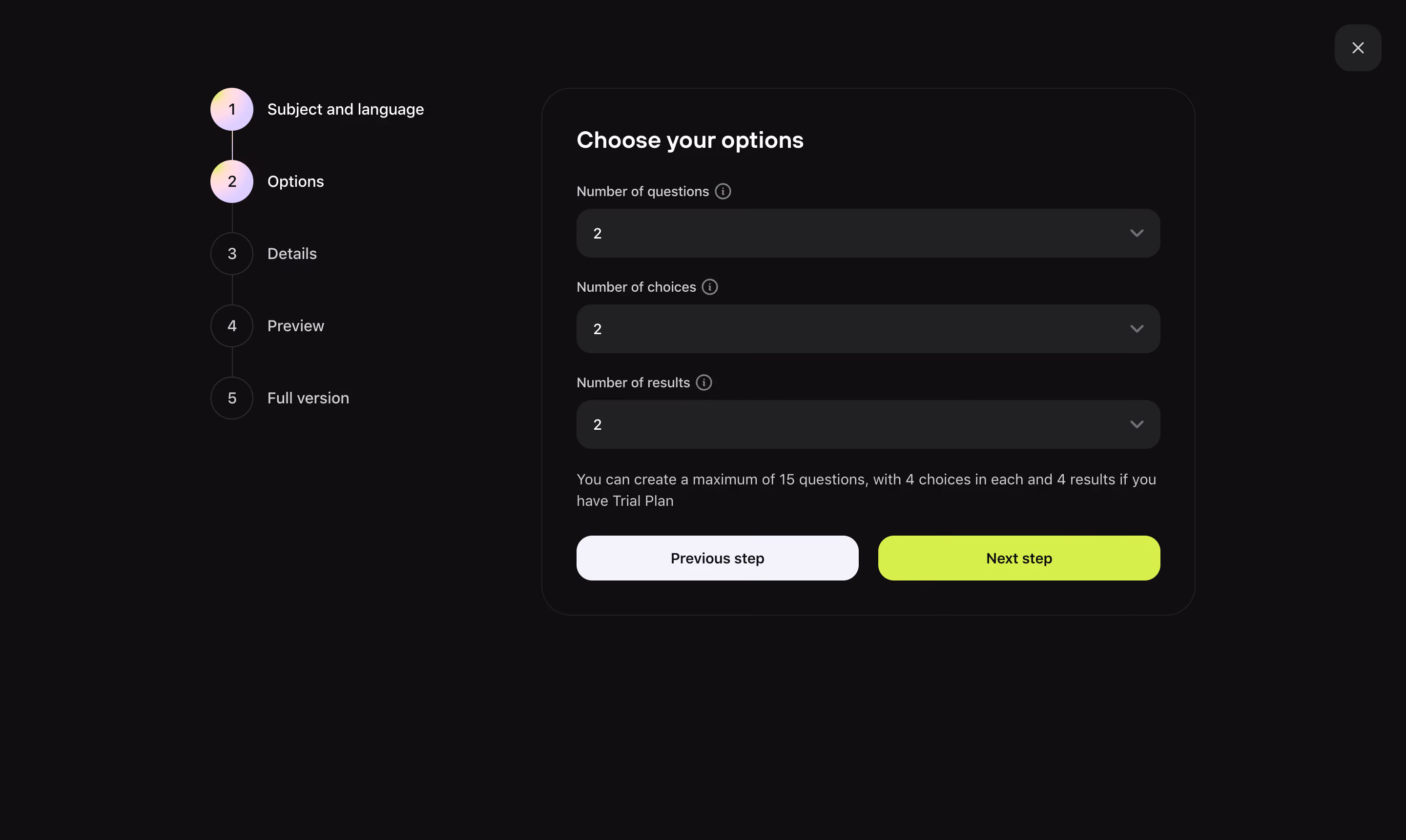 Meiro Set Challenge Options