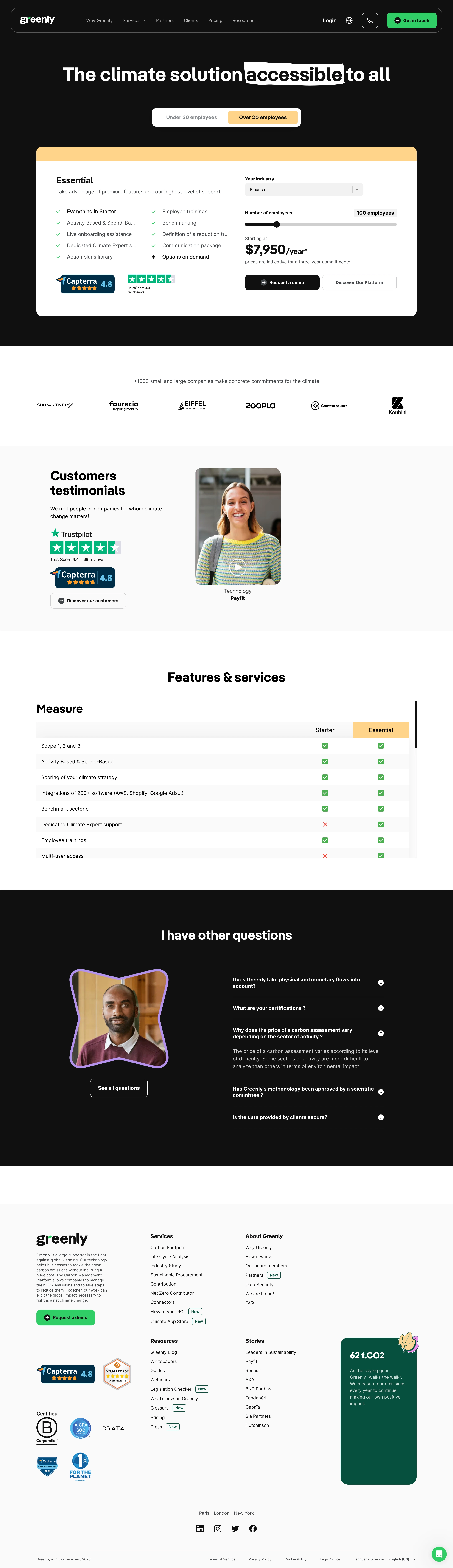 Greenly Pricing Page