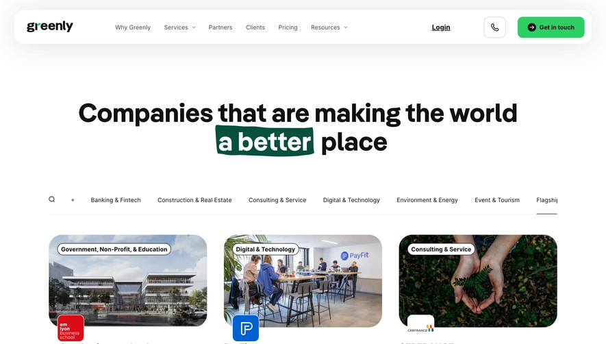 Greenly Customers Page