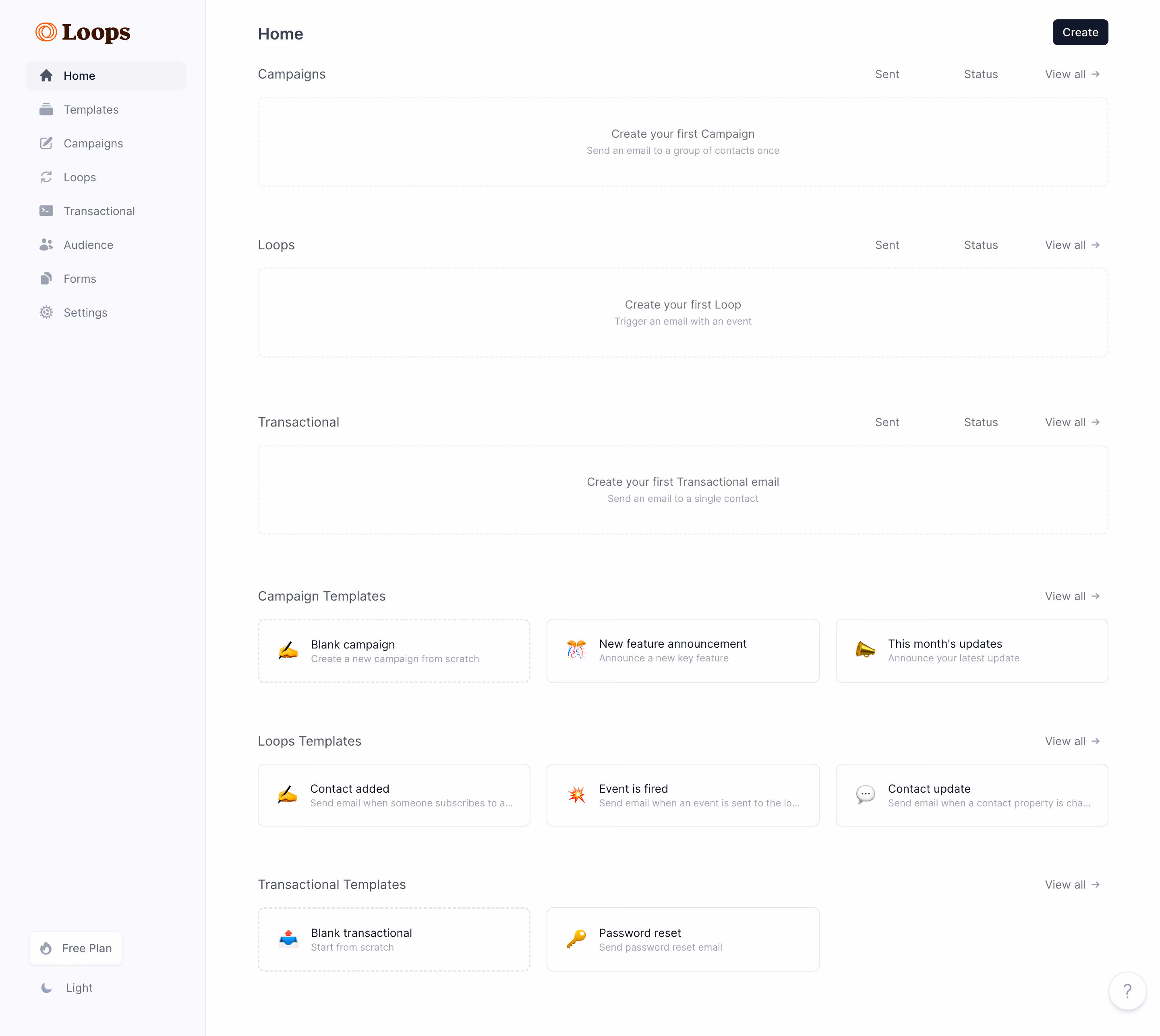 Loops Empty Dashboard