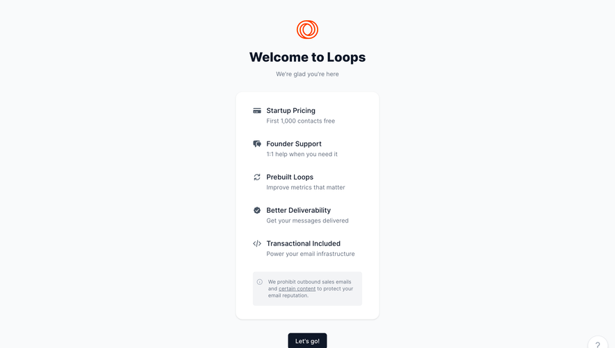 Loops Welcome Screen