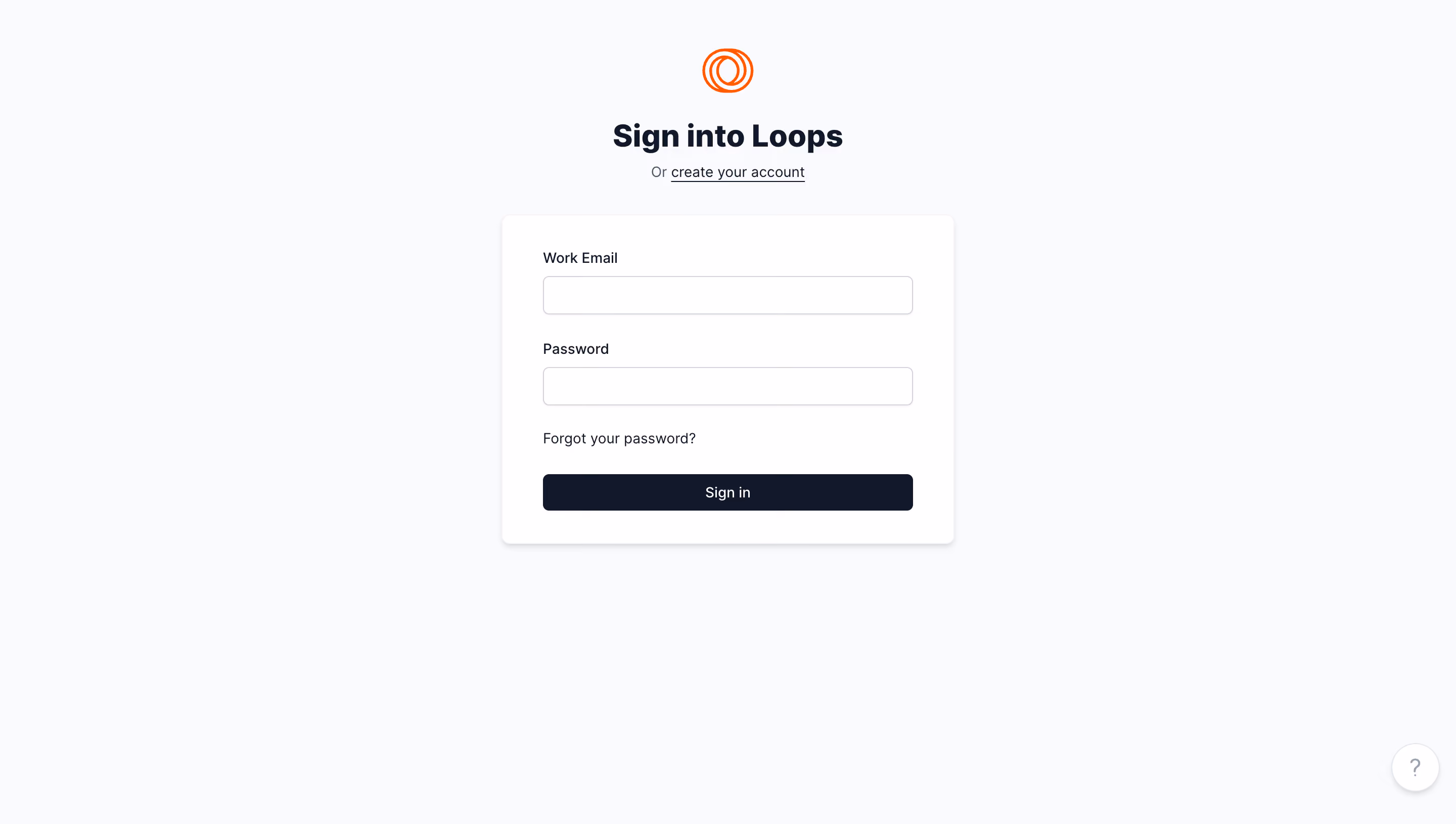 Loops Login Page