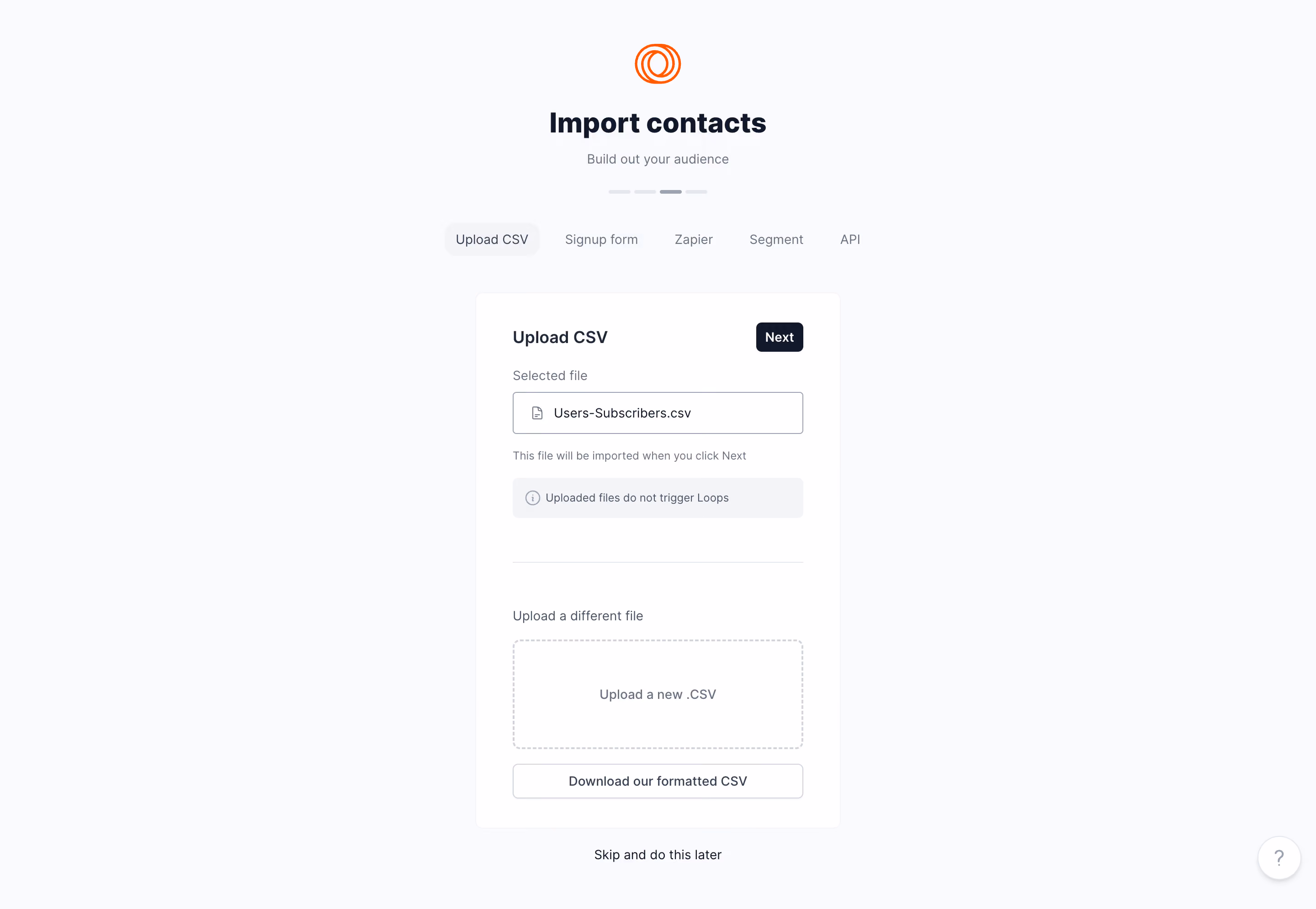 Loops Upload Contacts CSV