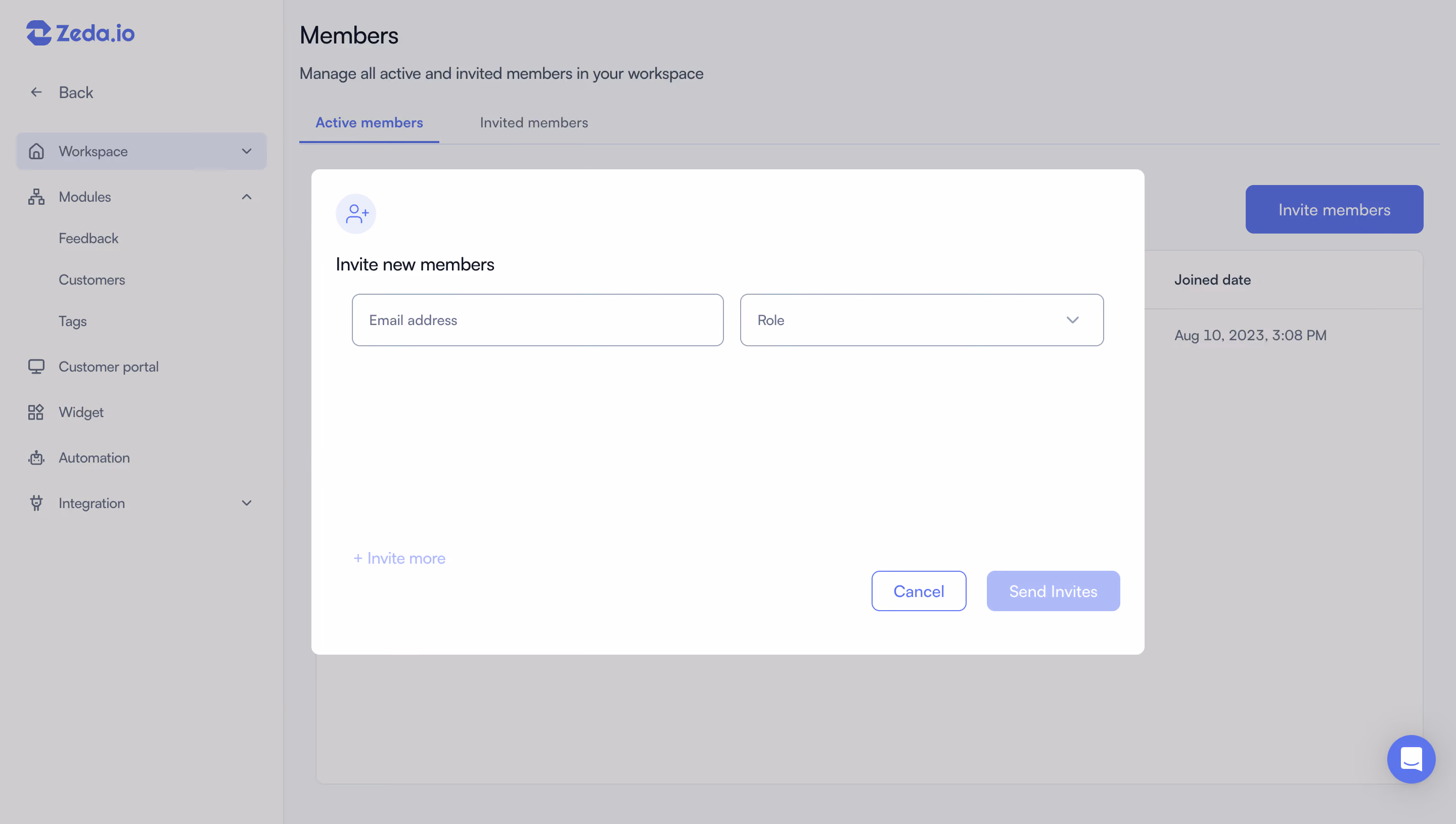 Zeda.io Invite Team Members