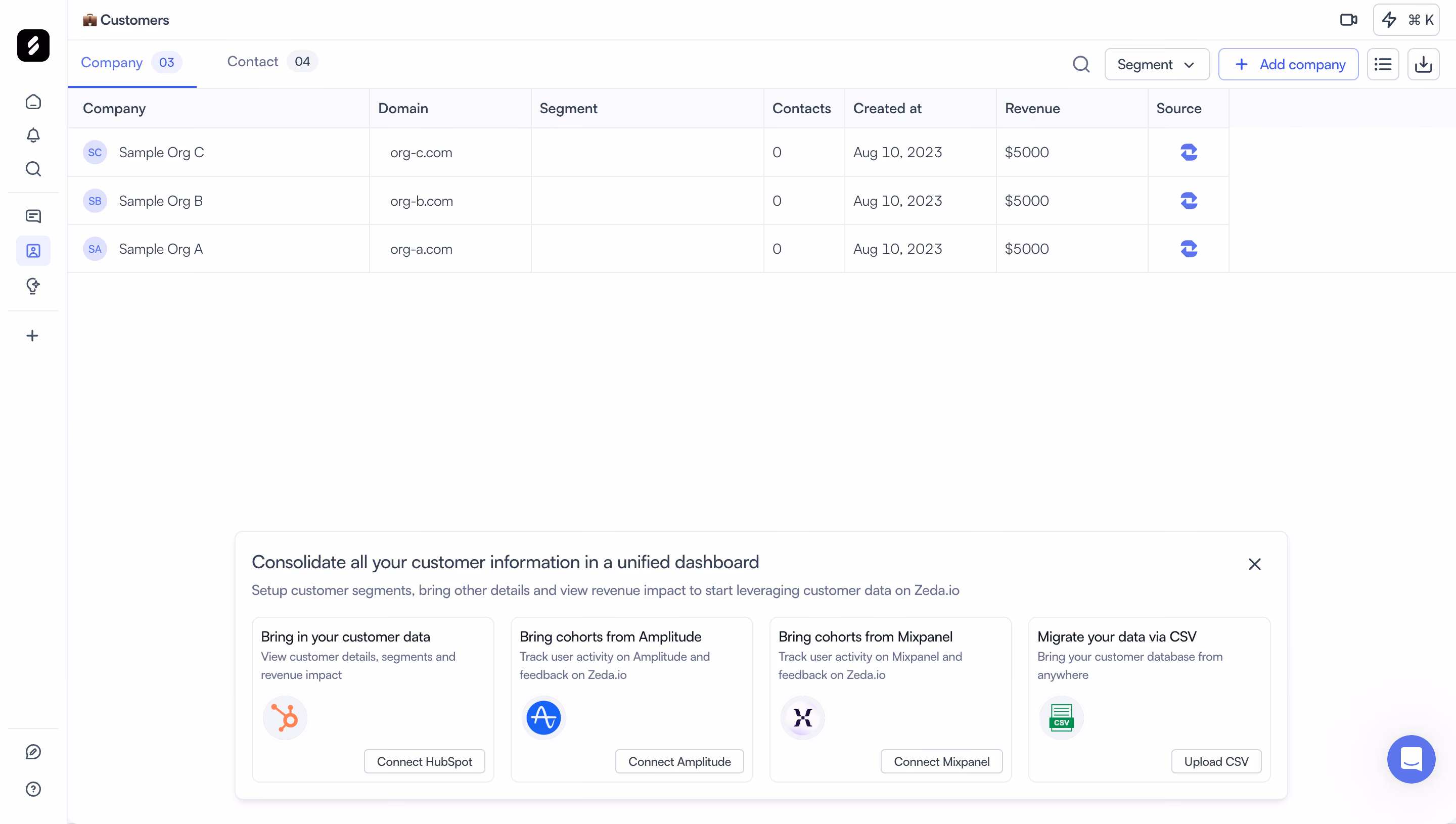 Zeda.io Import Contact CSV