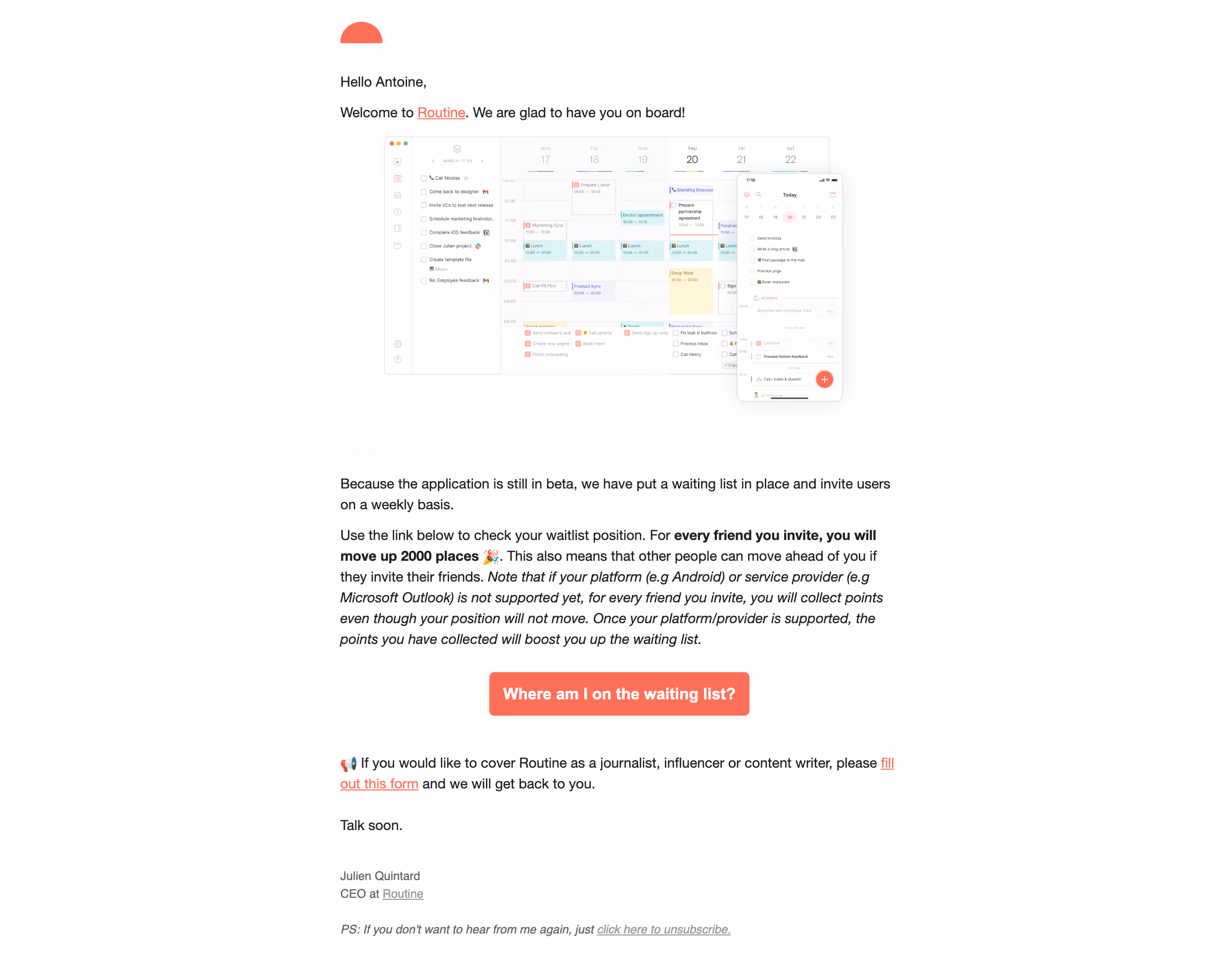 Routine Early Access Emails
