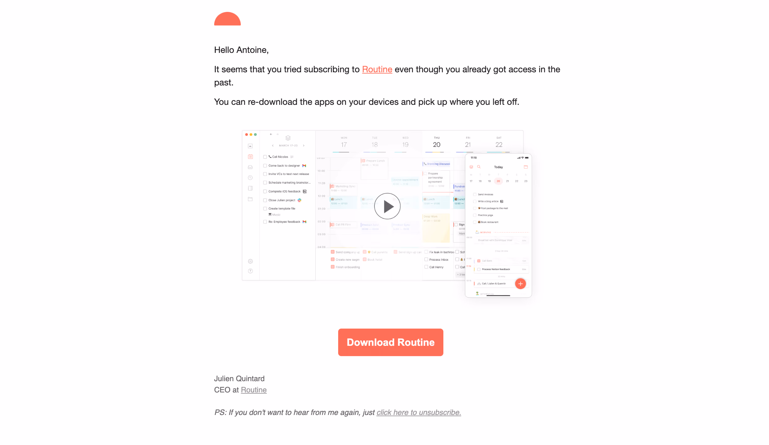 Routine Early Access Emails