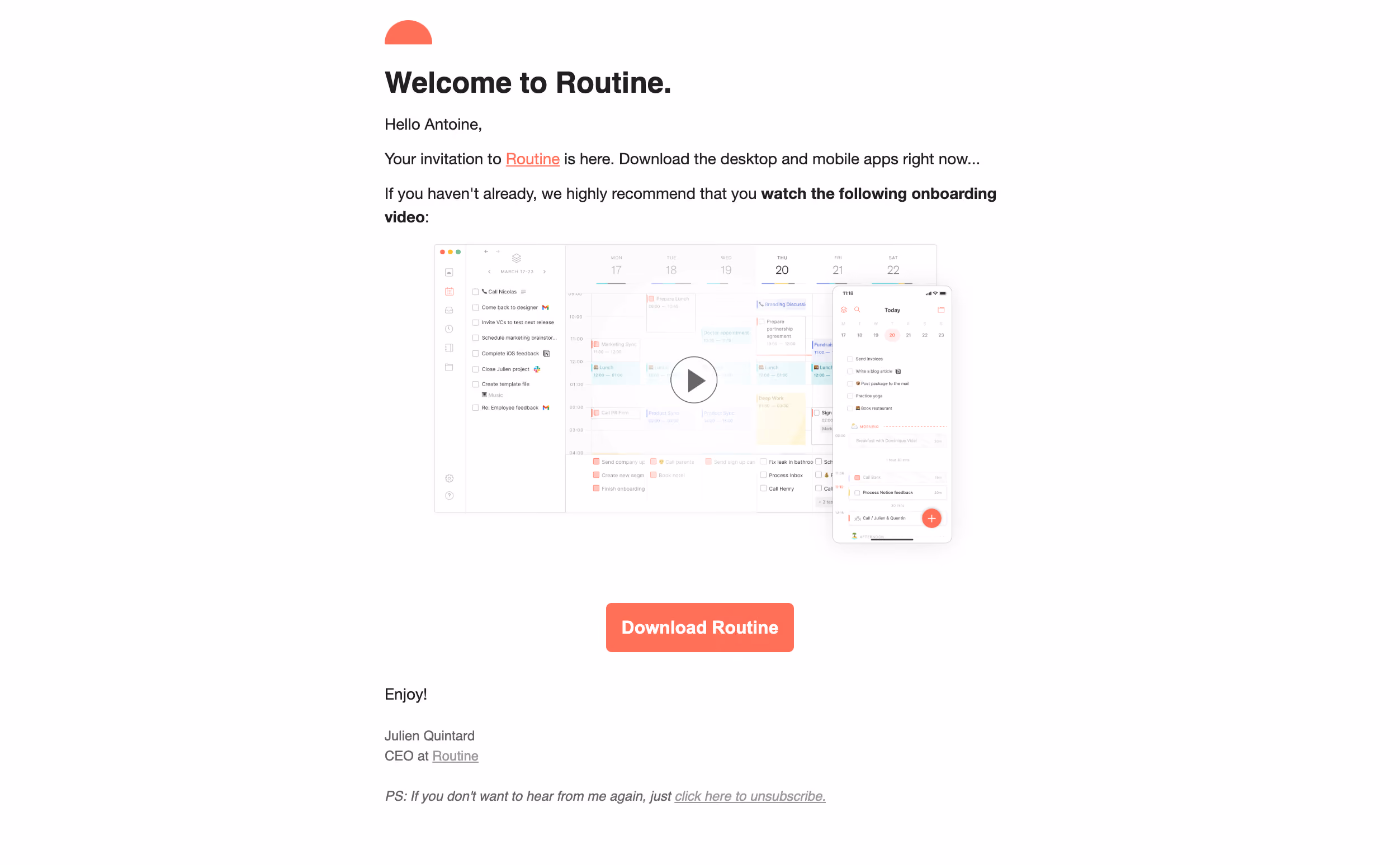Routine Early Access Emails