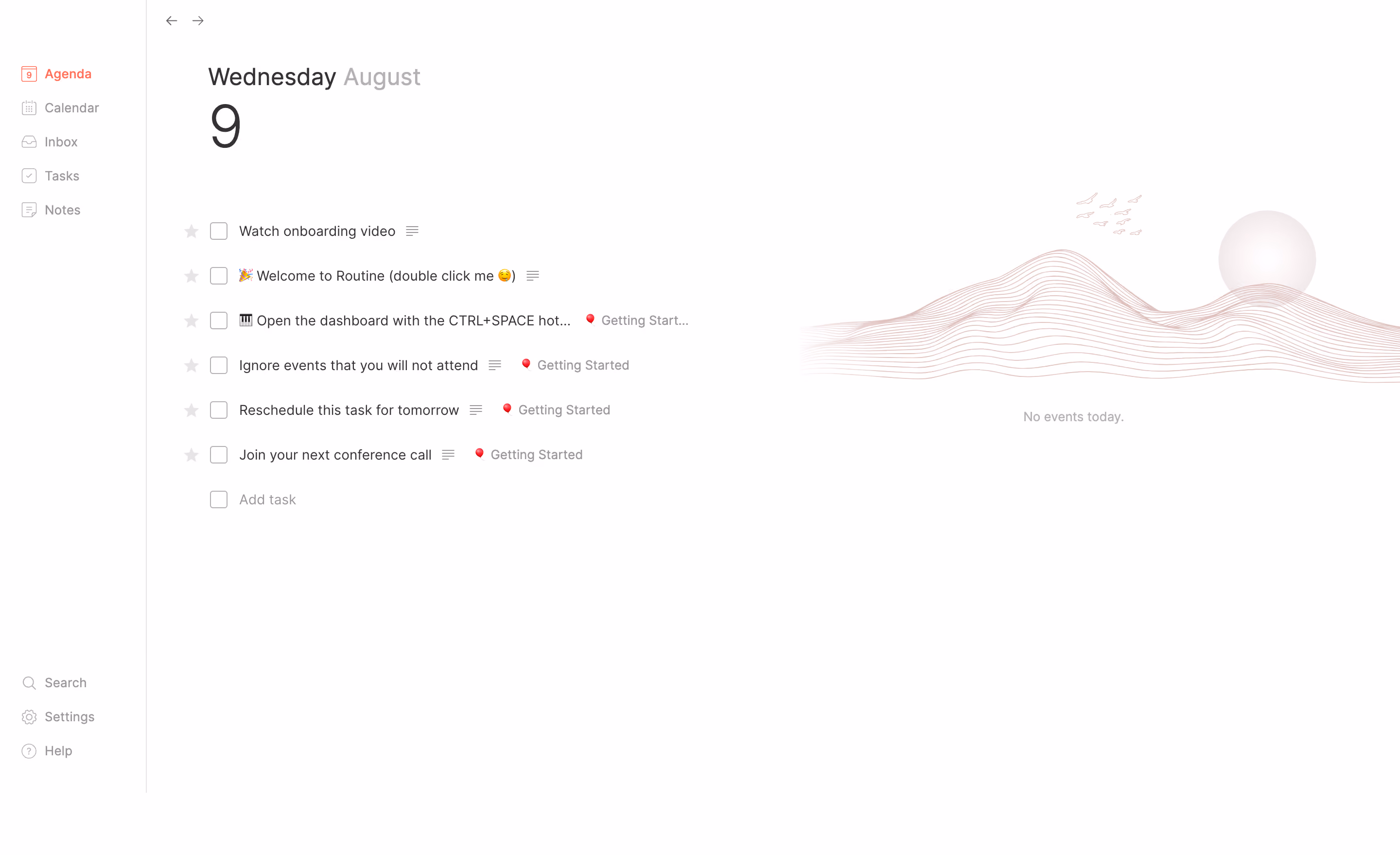 Routine Empty Dashboard