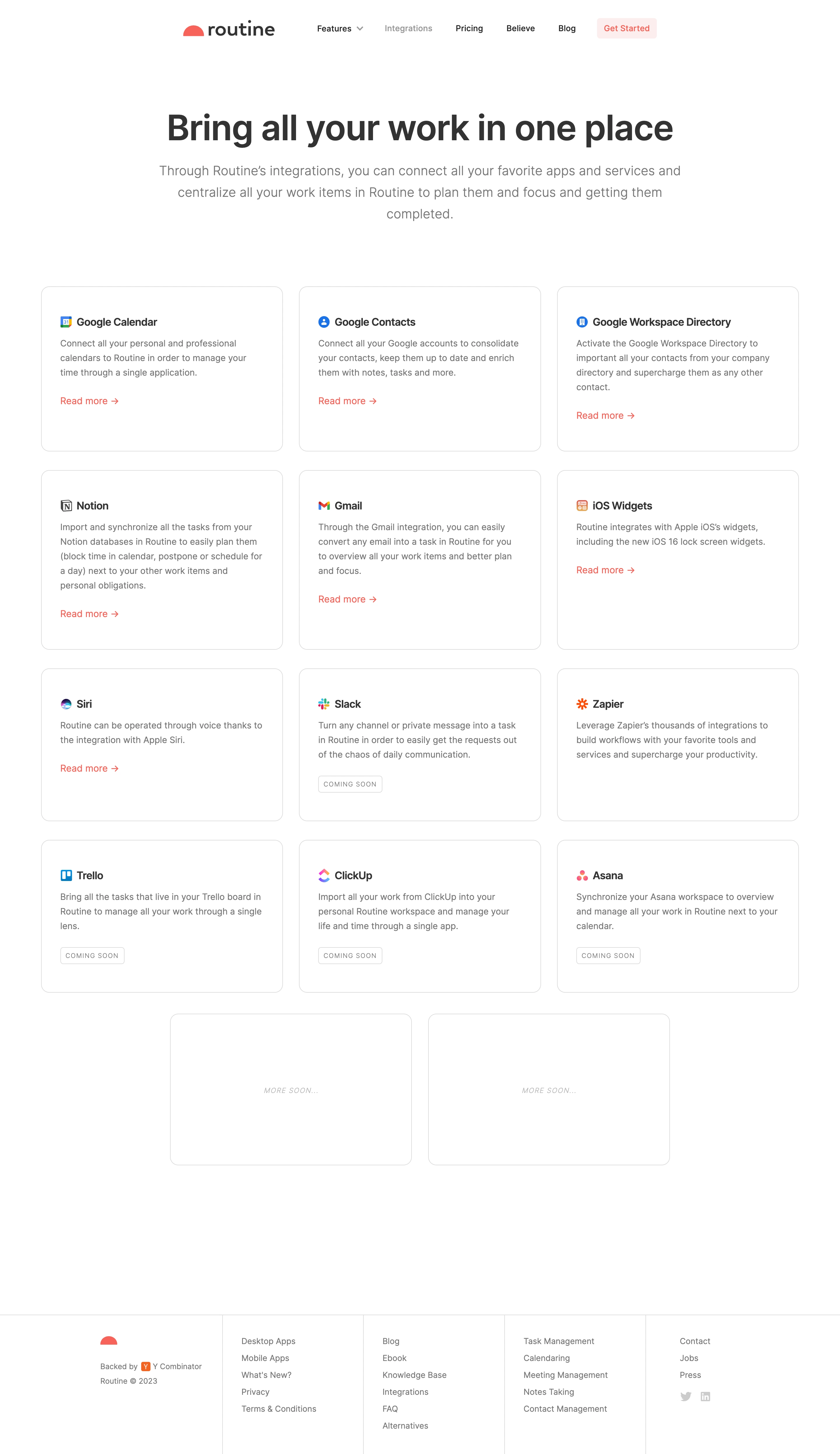 Routine Integrations Library