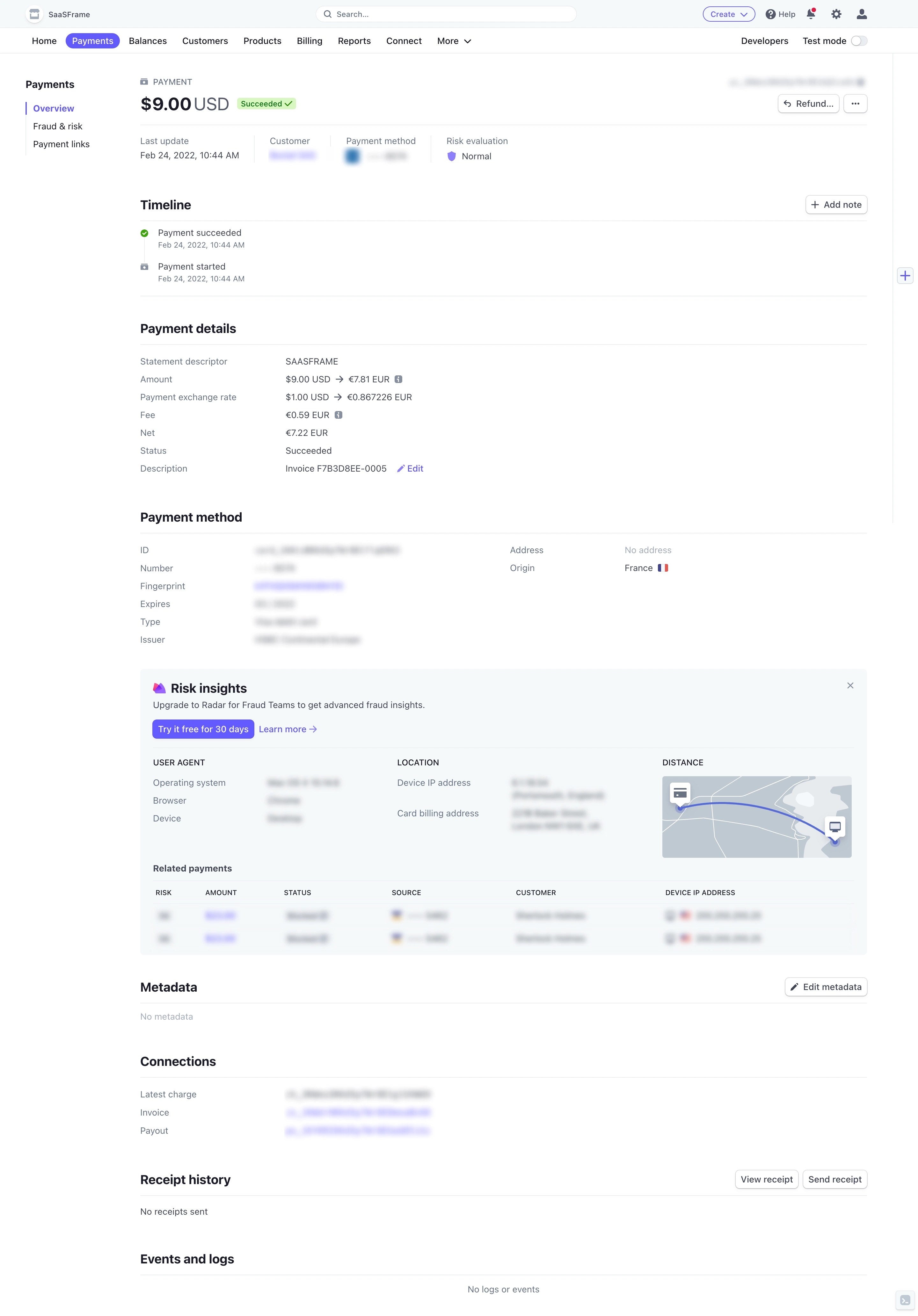 Stripe  Payment Dashboard