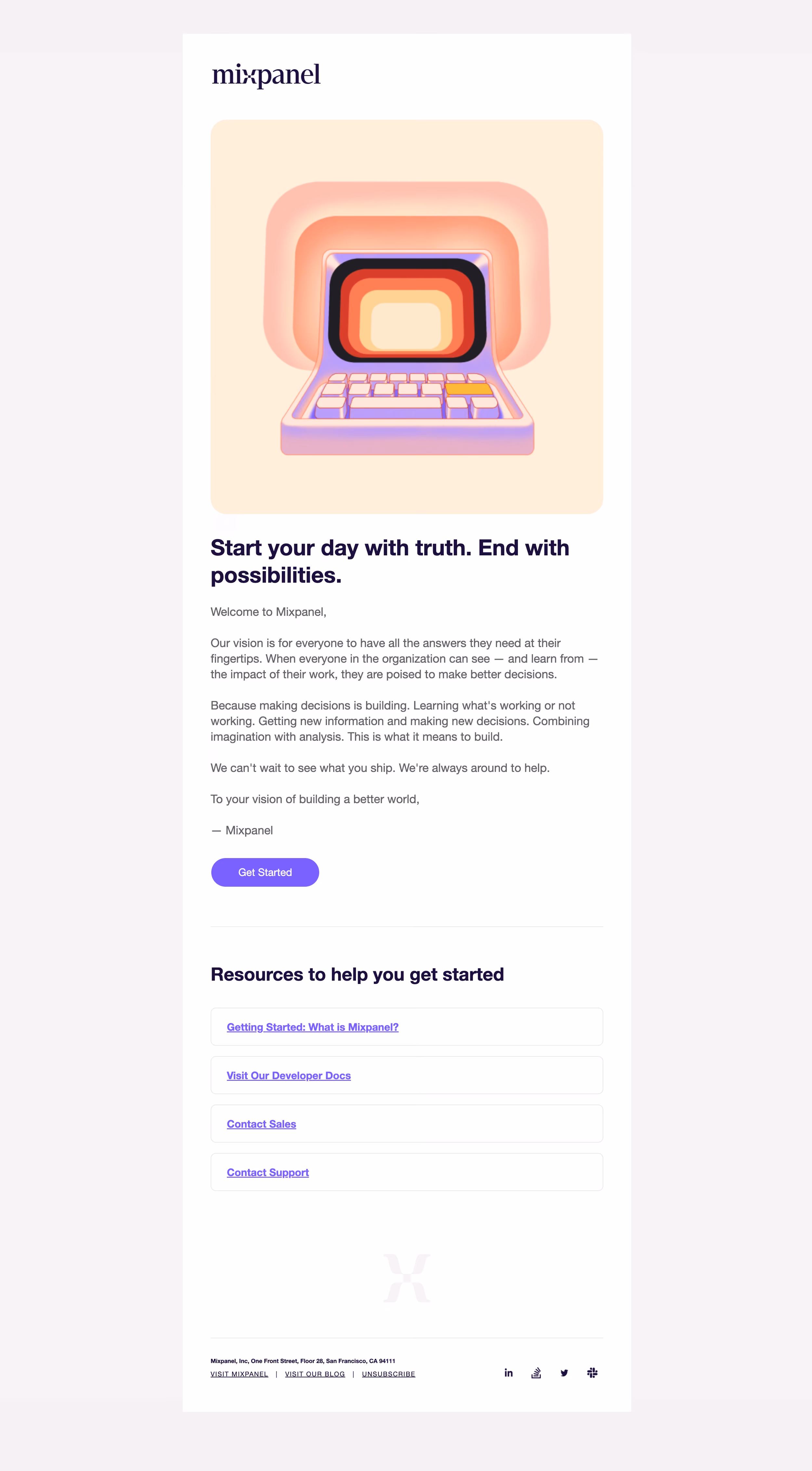 Mixpanel Welcome Email