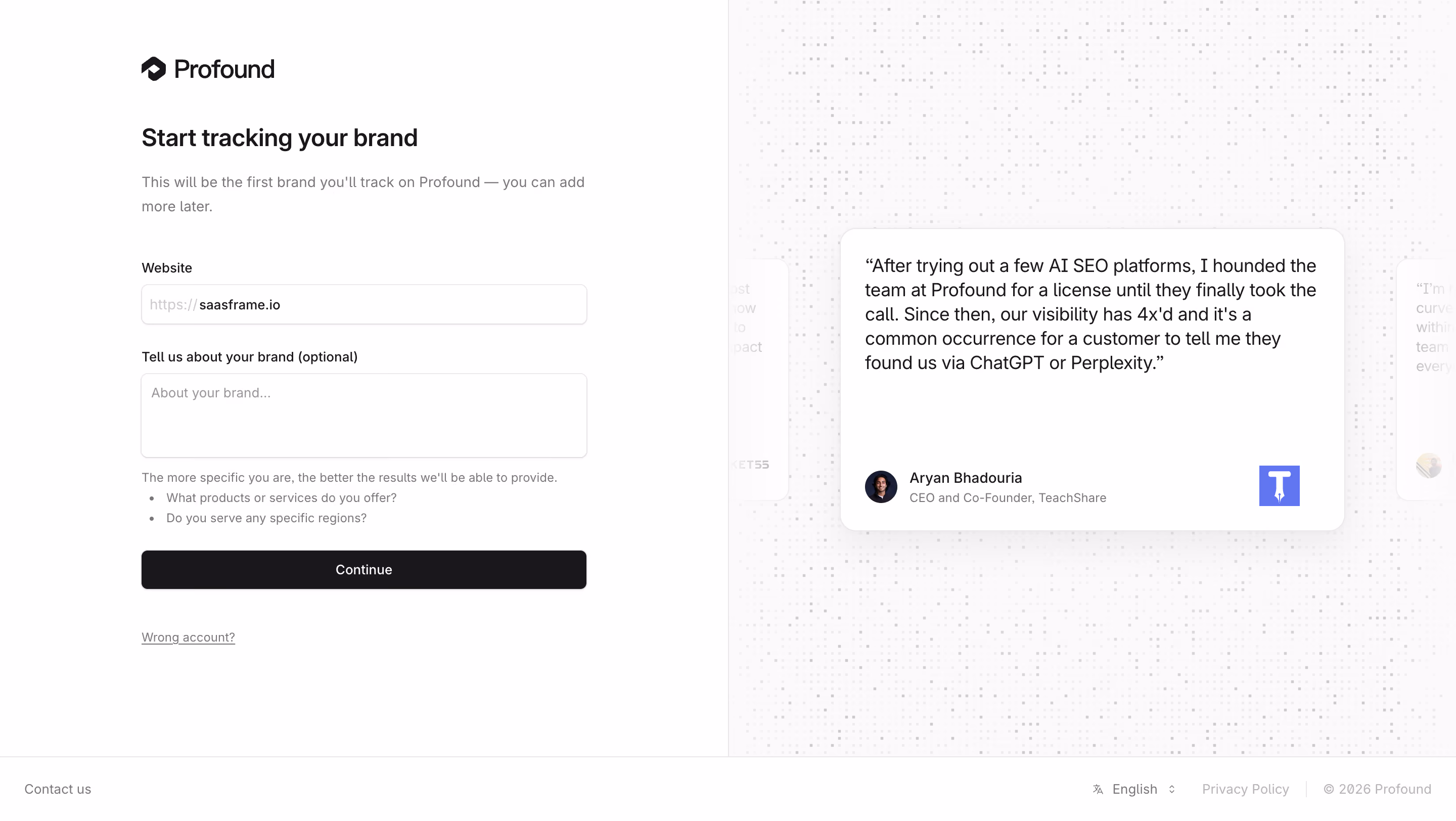 Profound Add Company Details