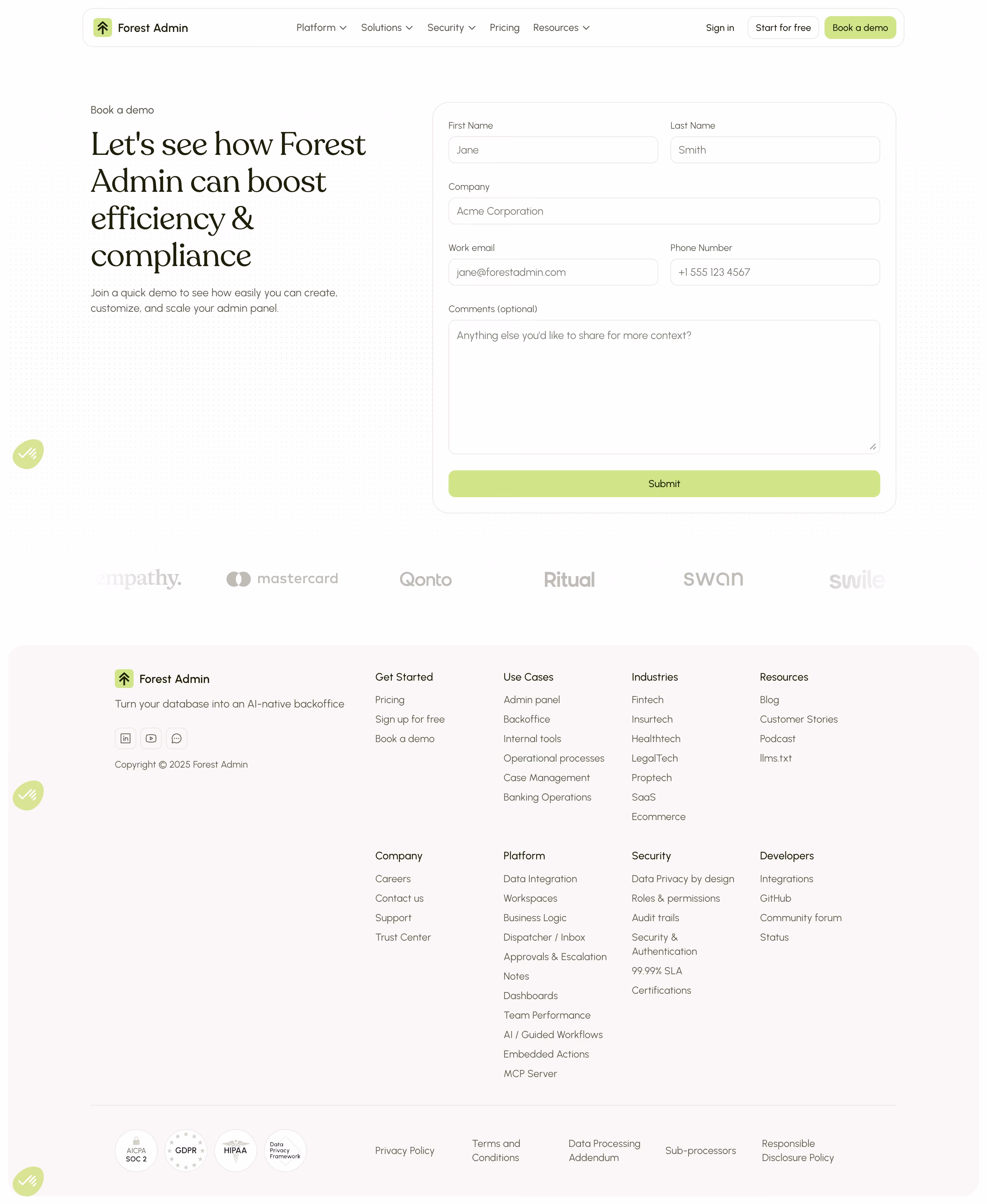 Forest Admin Demo Request