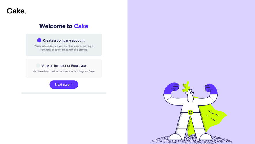 Cake Equity Account Setup
