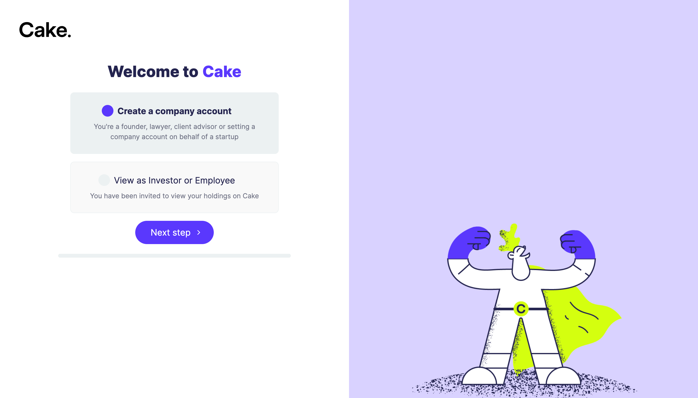 Cake Equity Account Setup