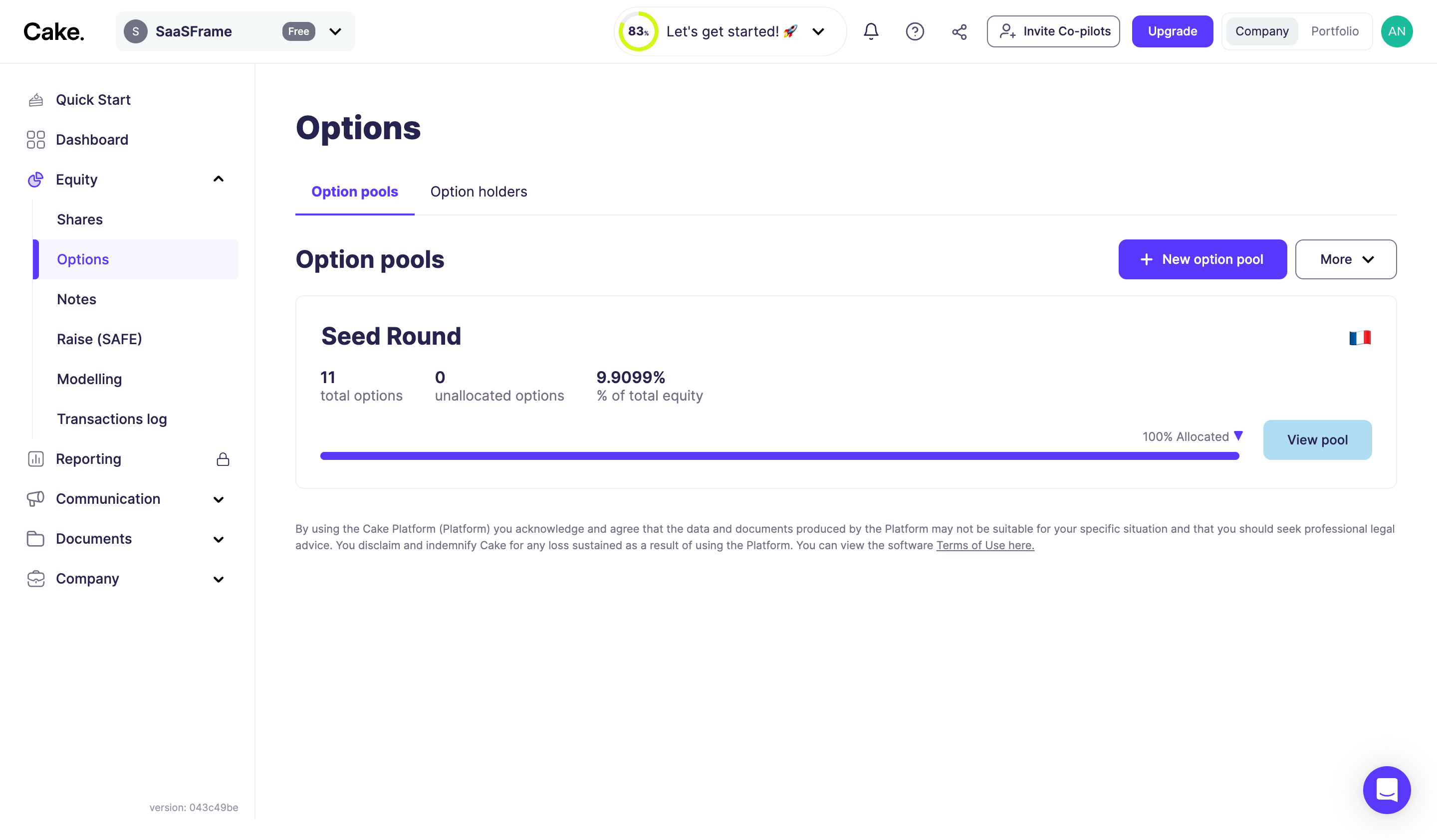 Cake Equity Options Dashboard