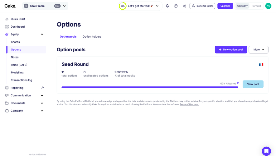 Cake Equity Options Dashboard