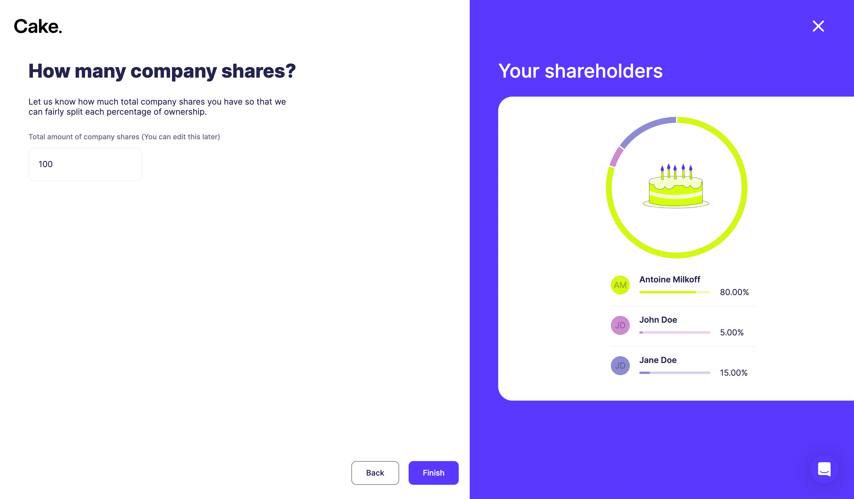 Cake Equity Account Setup