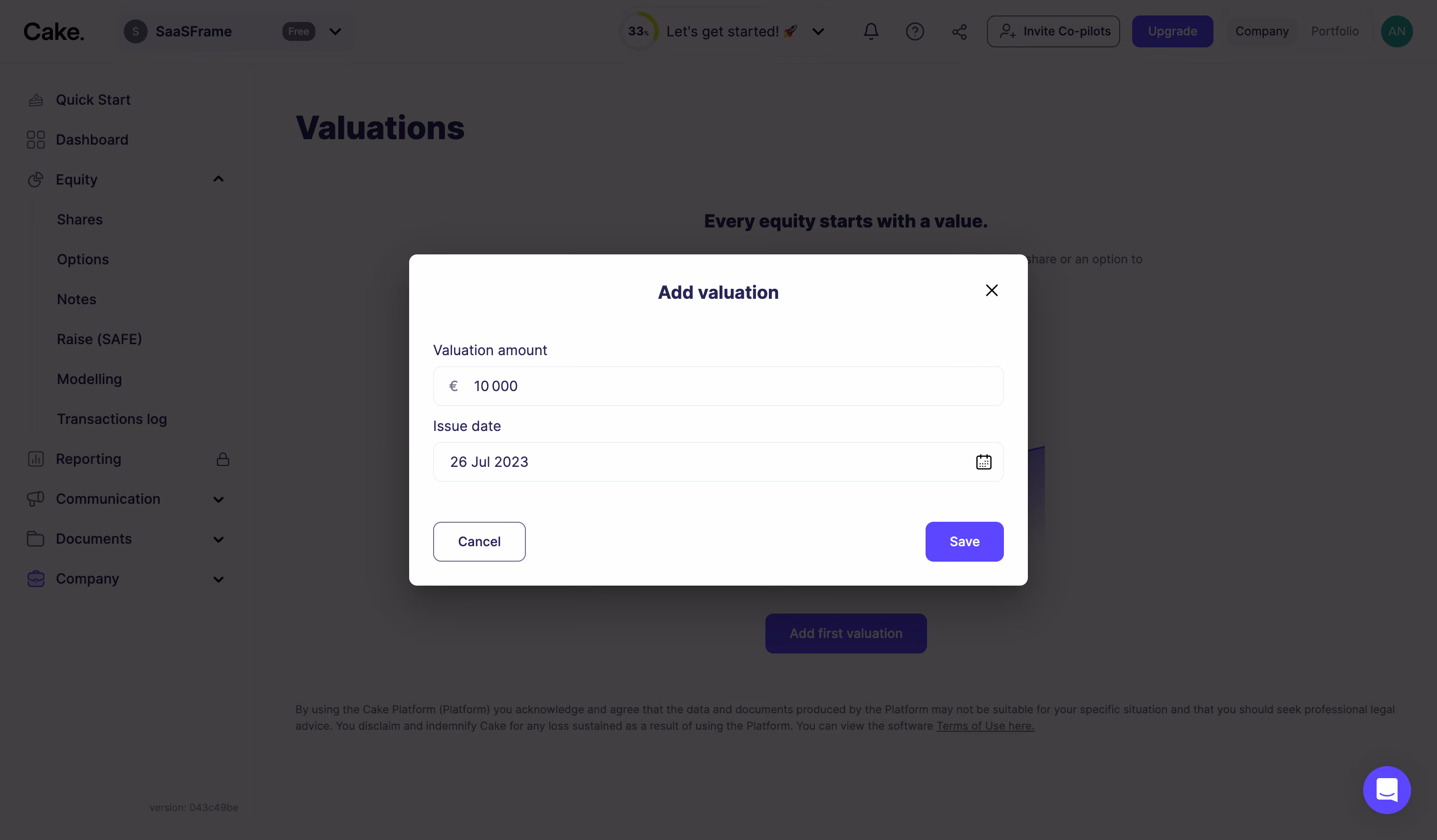 Cake Equity Add A Valuation