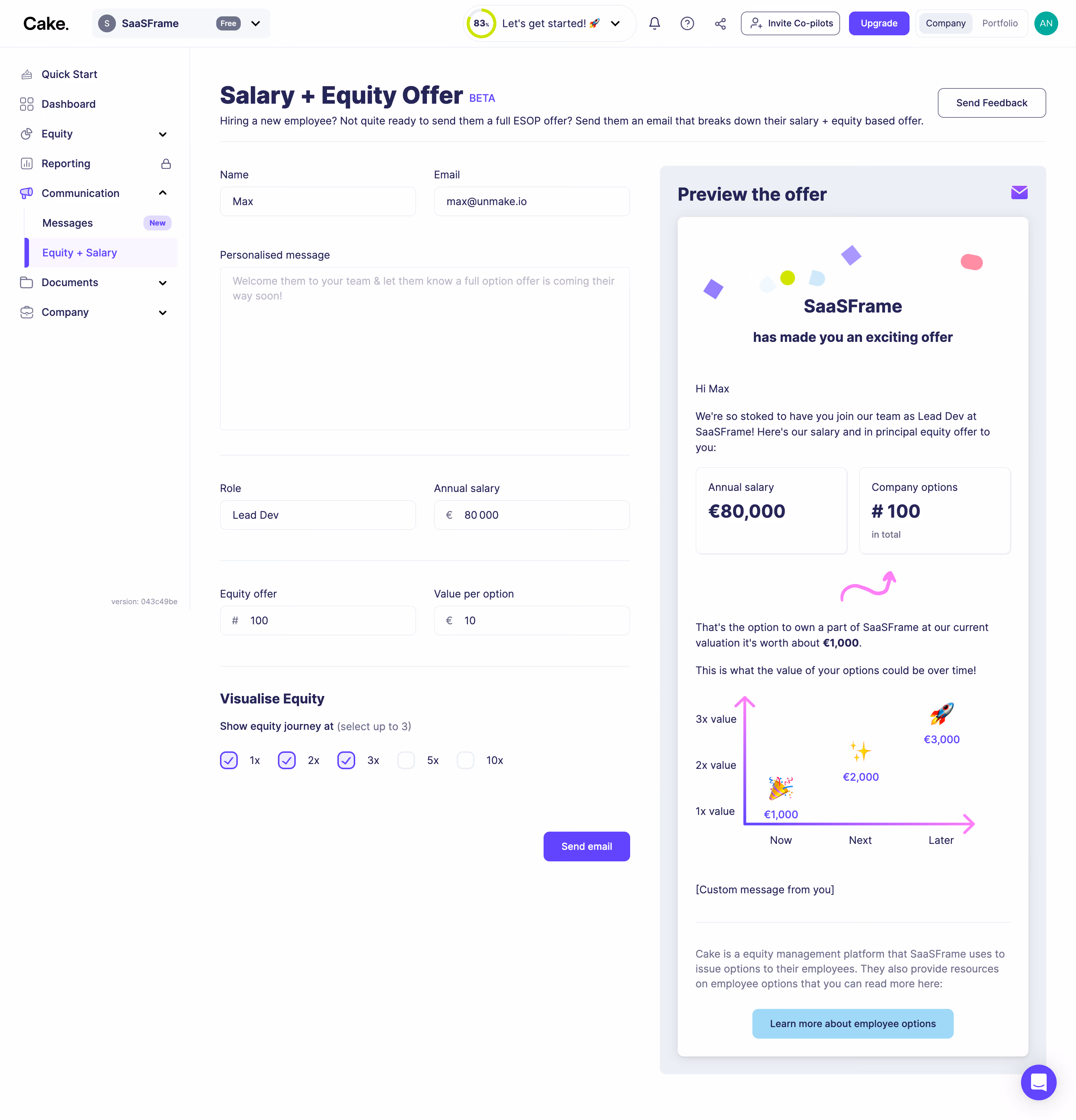 Cake Equity Salary + Equity Offer
