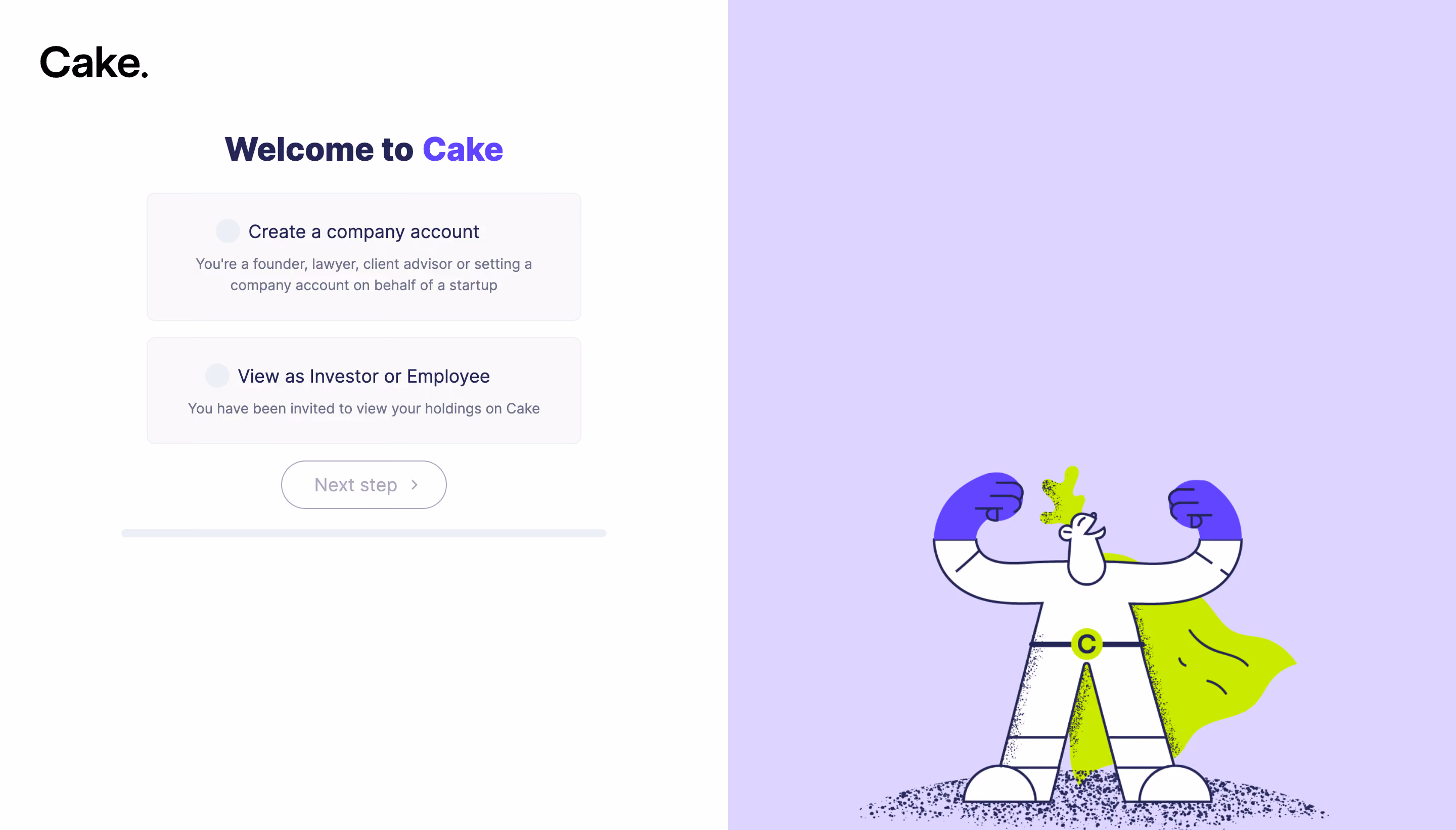Cake Equity Account Setup