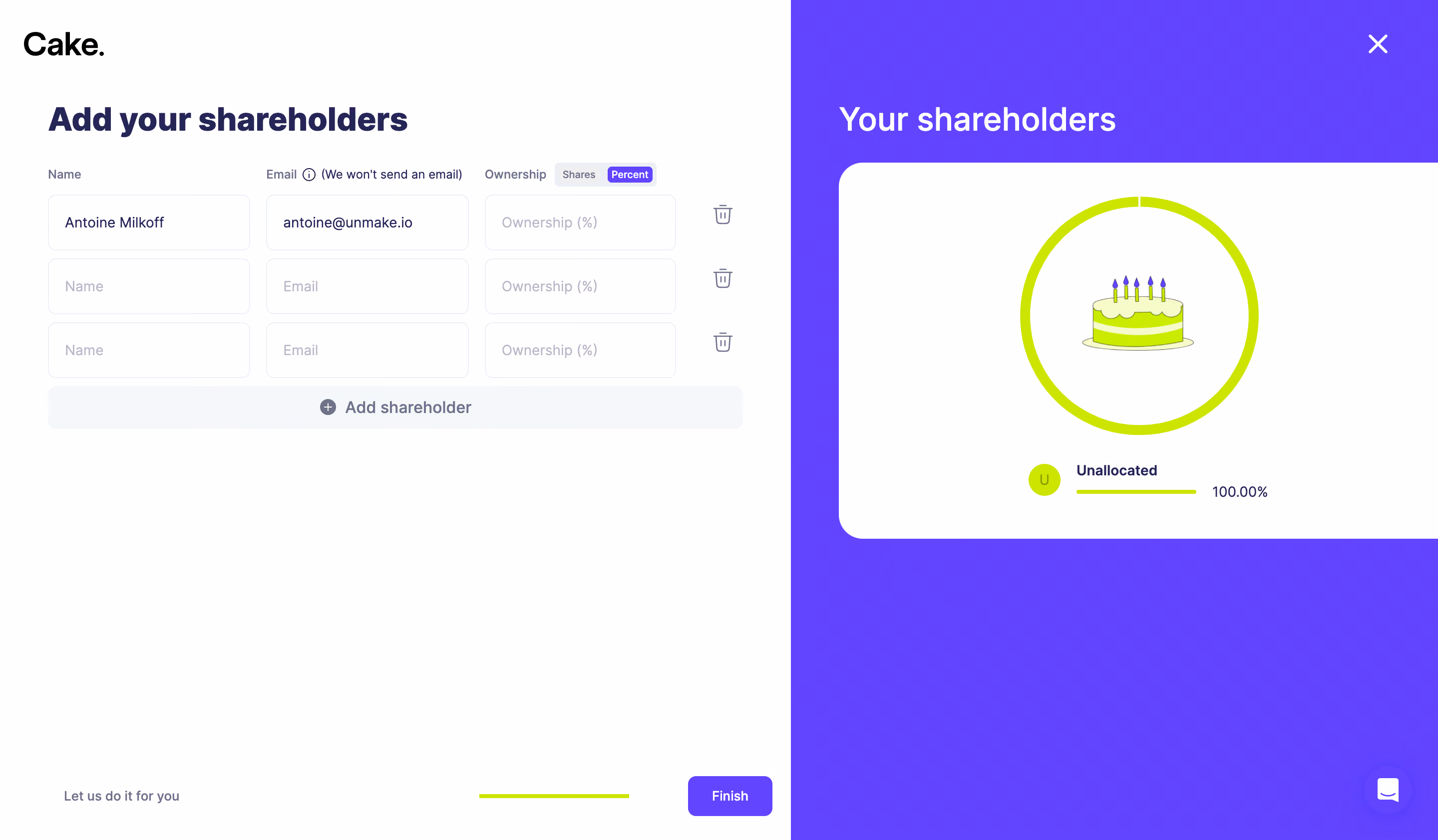 Cake Equity Account Setup
