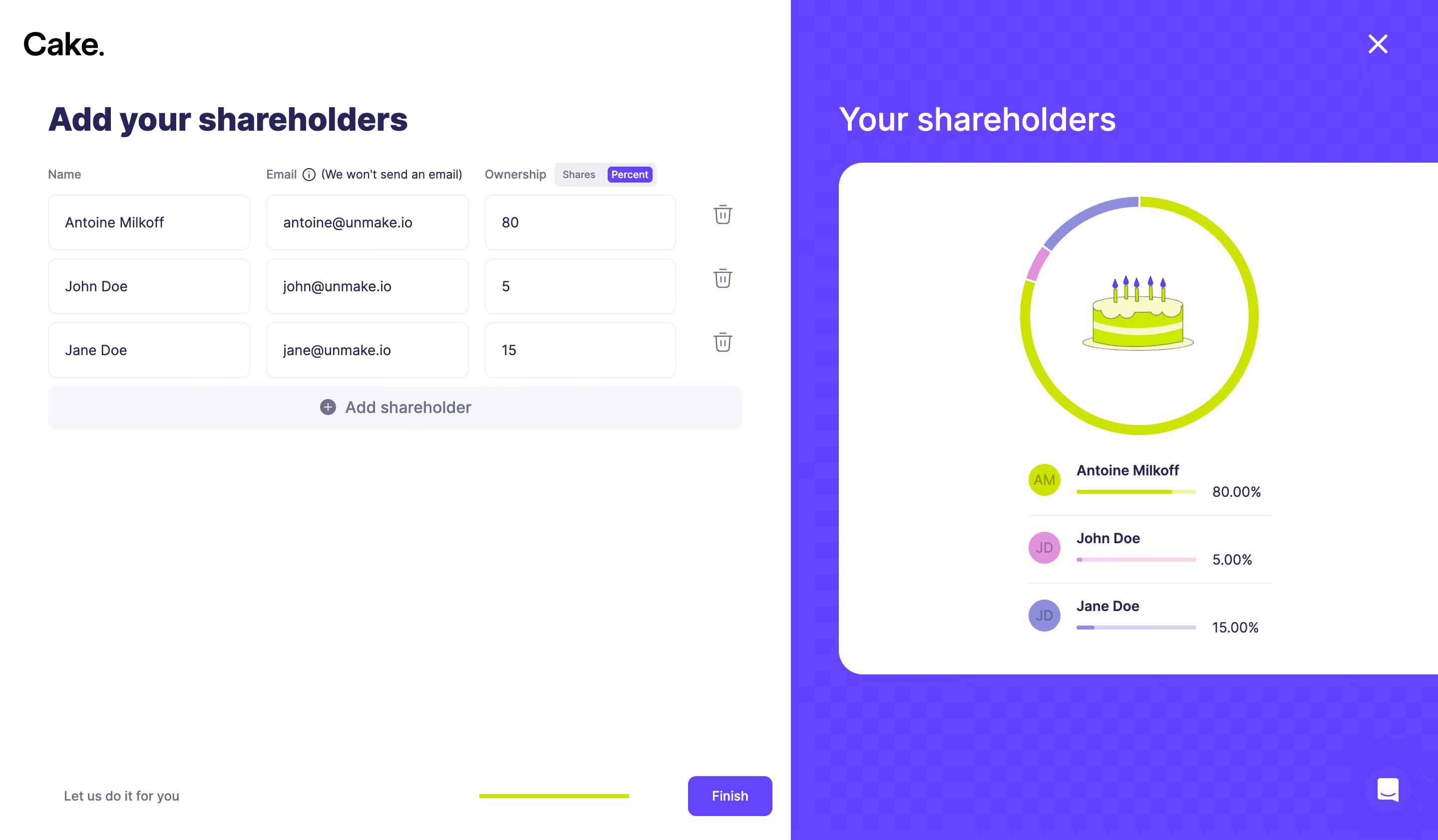 Cake Equity Account Setup