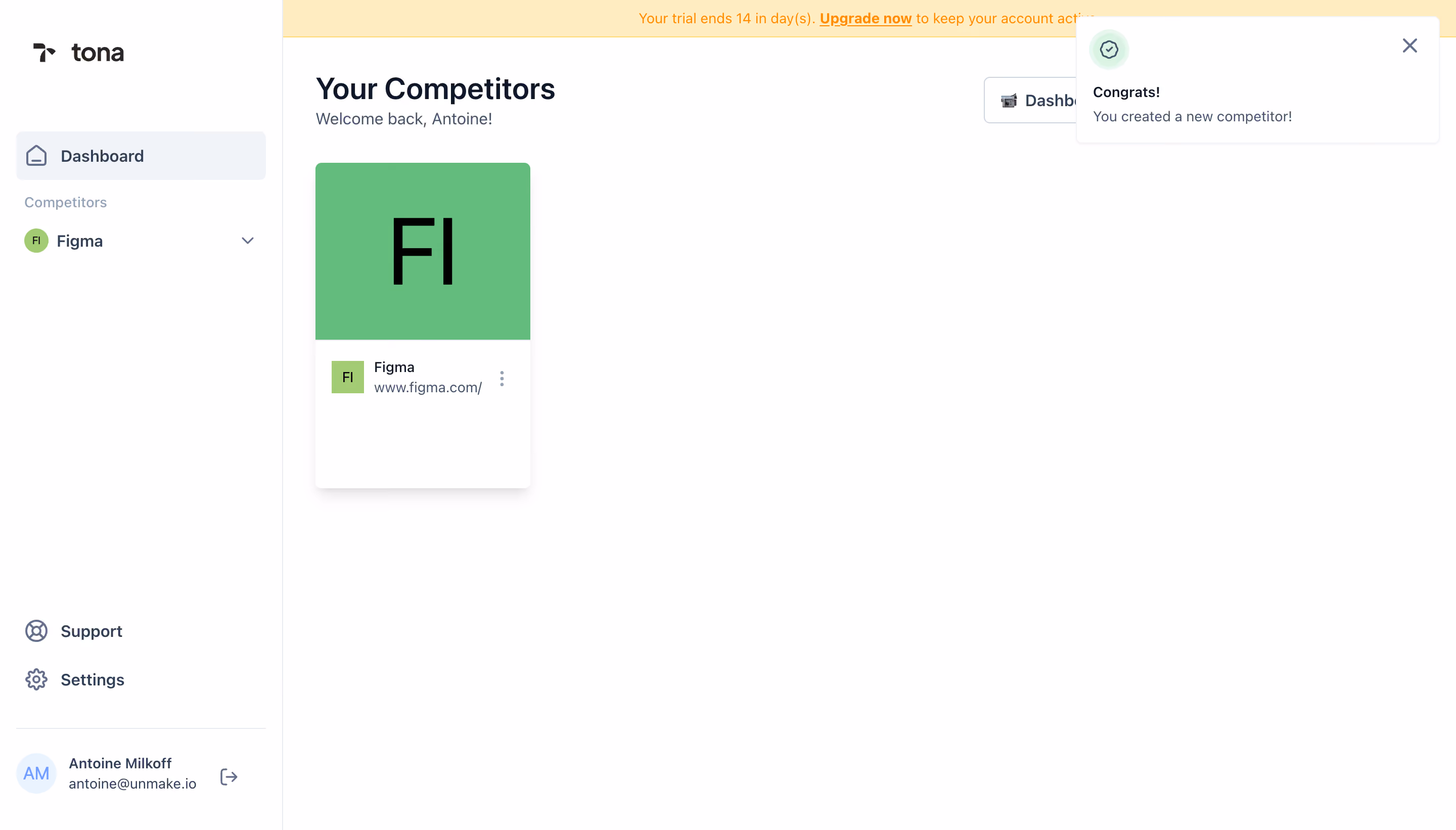Tona New Competitor Created