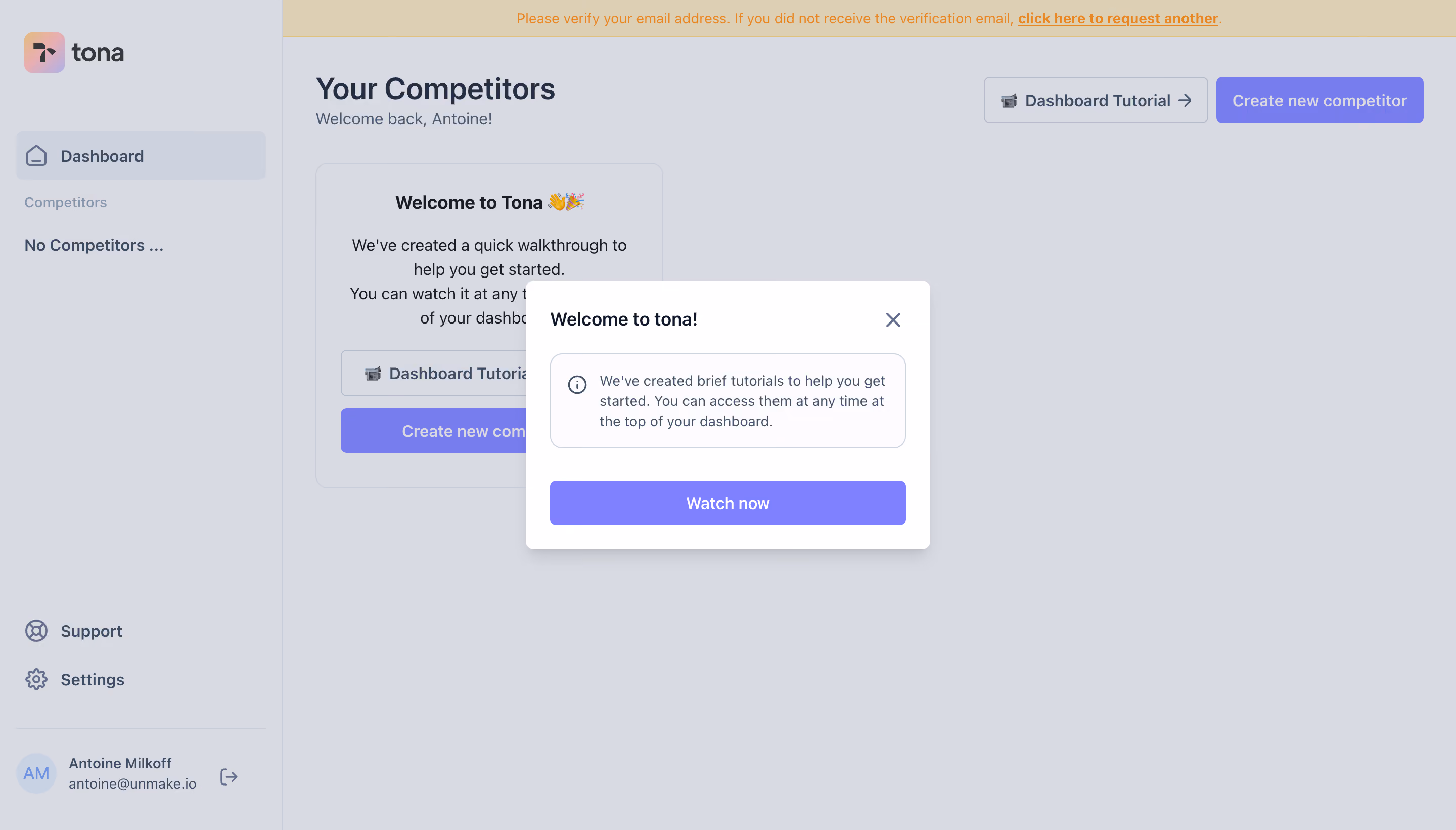 Tona User Onboarding