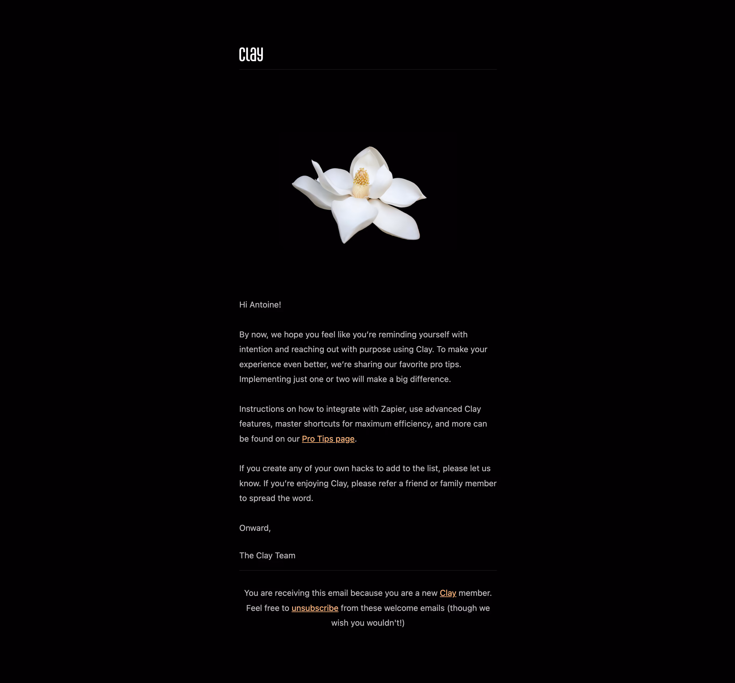 Clay Onboarding Email